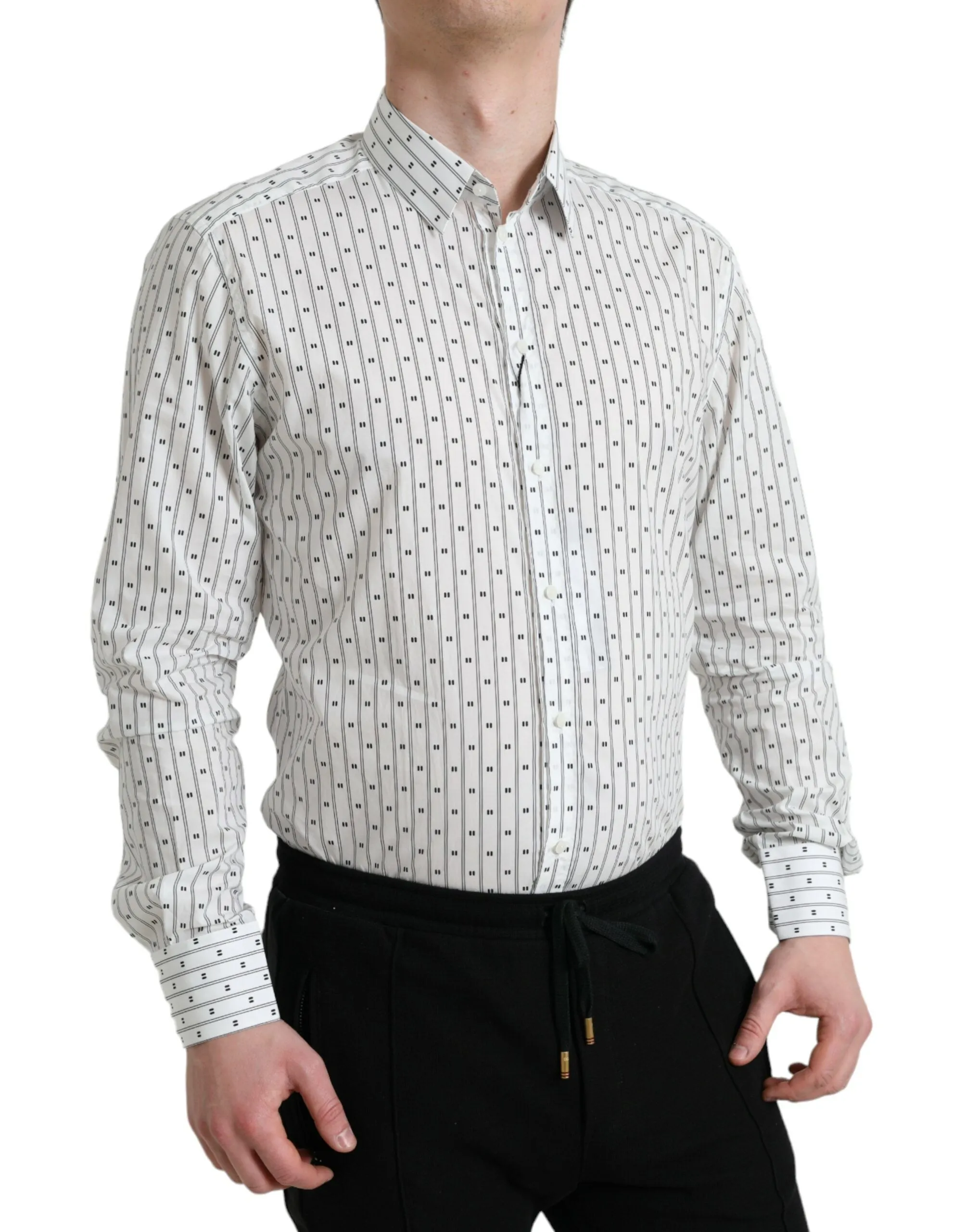 Elegant White Cotton Slim Fit Dress Shirt sold by Louxly product image thumbnail 2