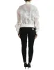 Elegant White Silk Bomber Jacket sold by Louxly
