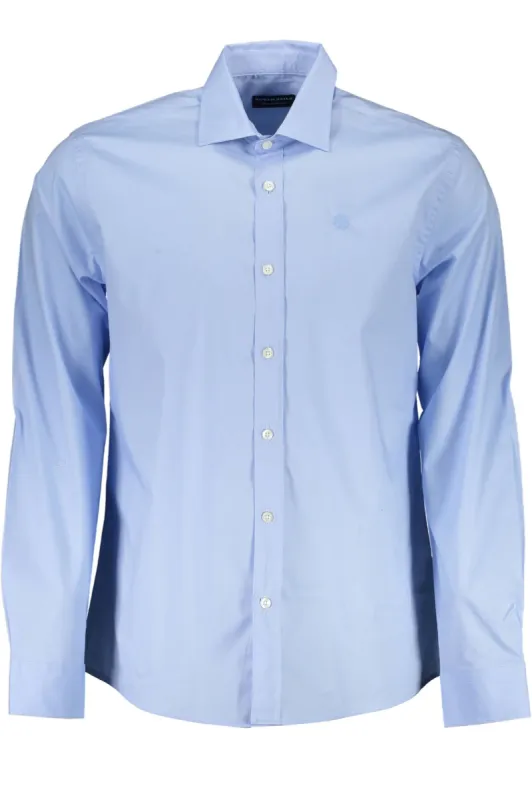 Light Blue Cotton Men Shirt sold by Louxly