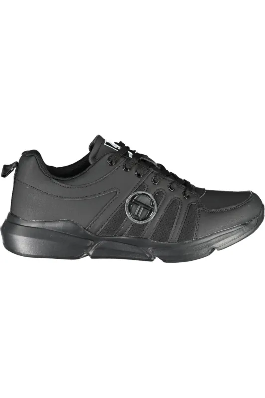 Sleek Black Sports Sneakers with Contrasting Details sold by Louxly