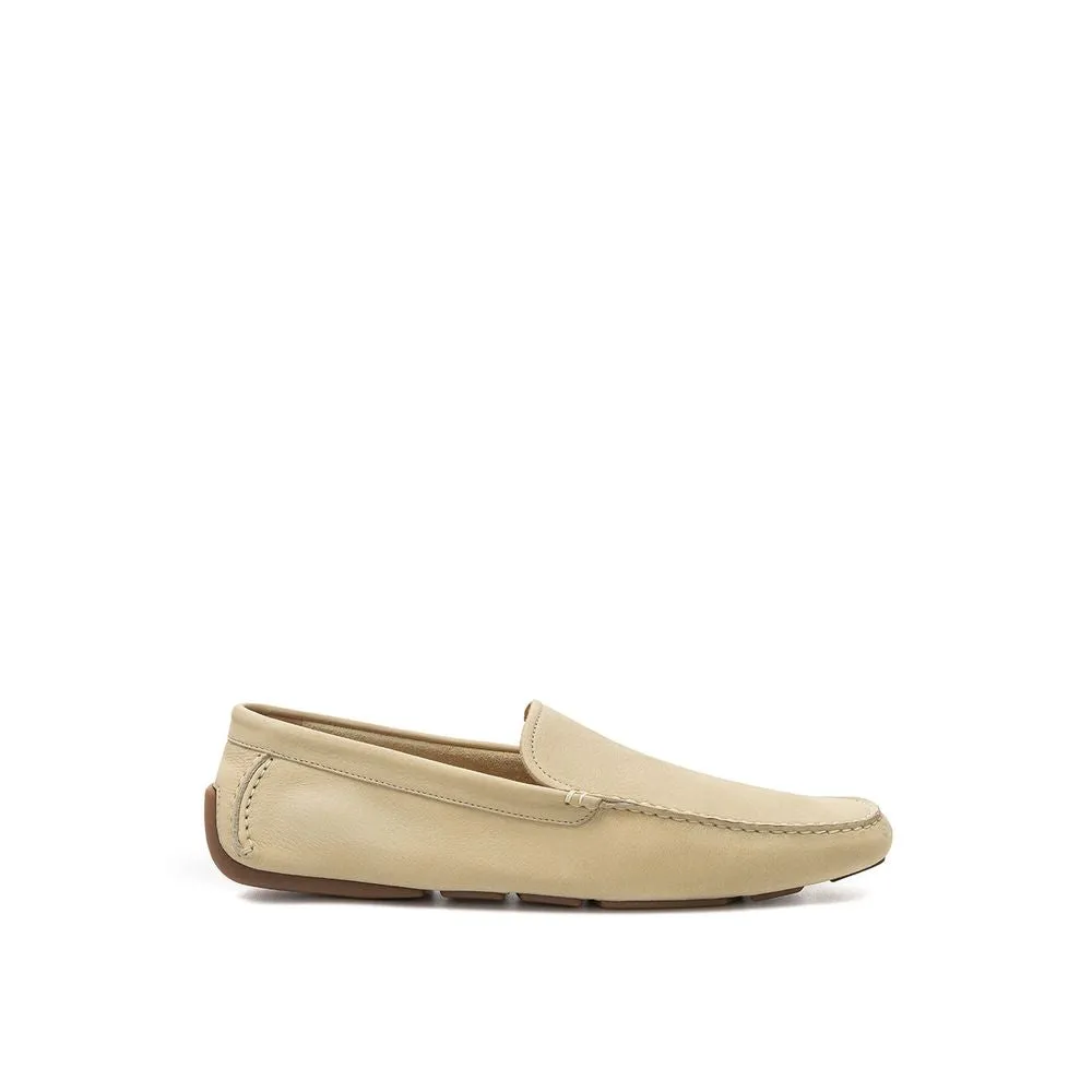 Elegant Beige Leather Loafers for Men sold by Louxly