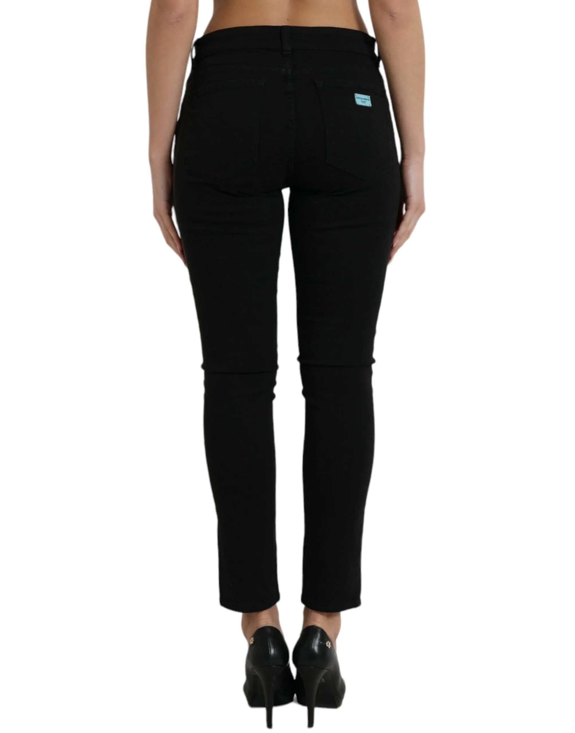 Chic Black Mid Waist Denim Jeans sold by Louxly product image thumbnail 3