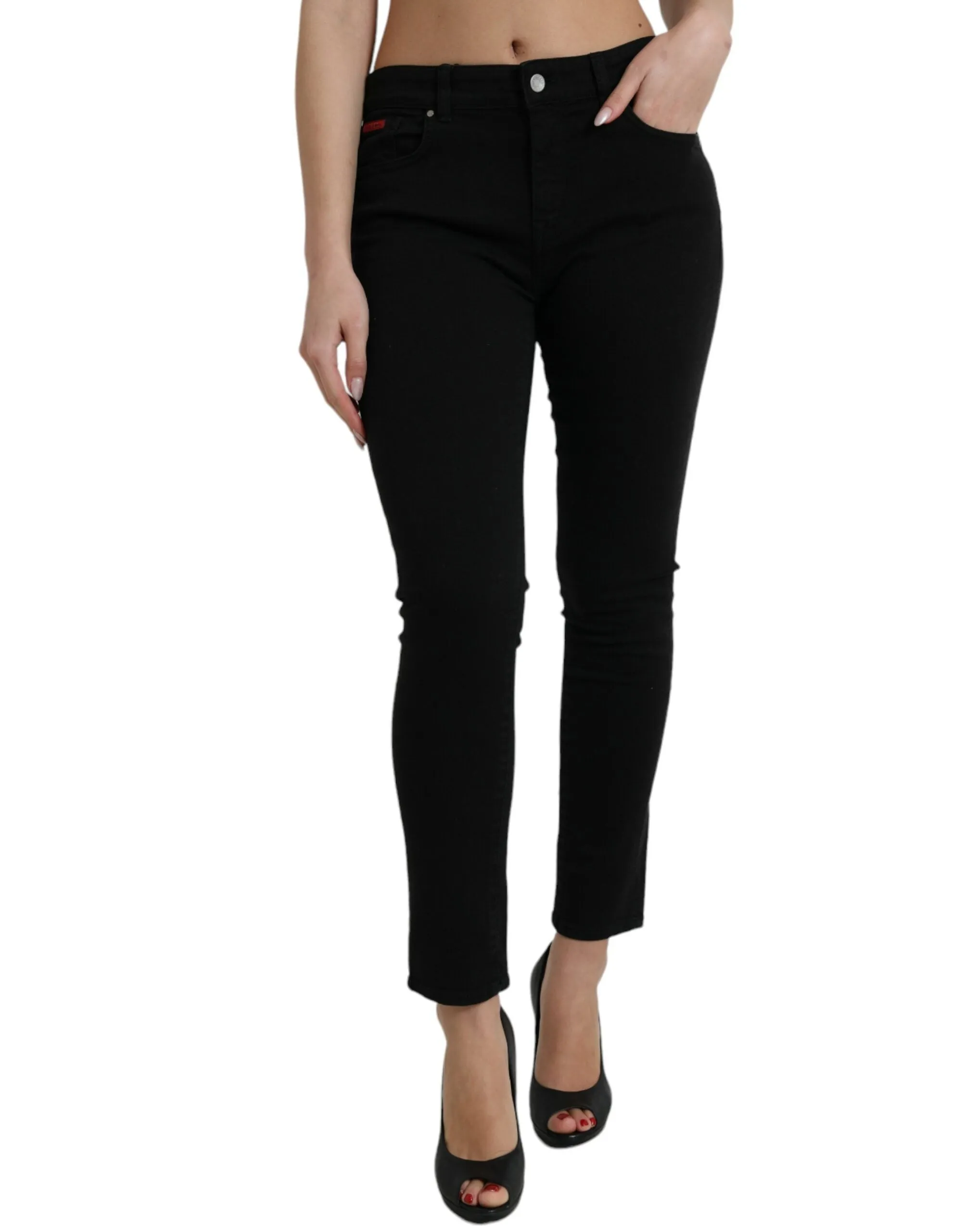 Chic Black Mid Waist Denim Jeans sold by Louxly