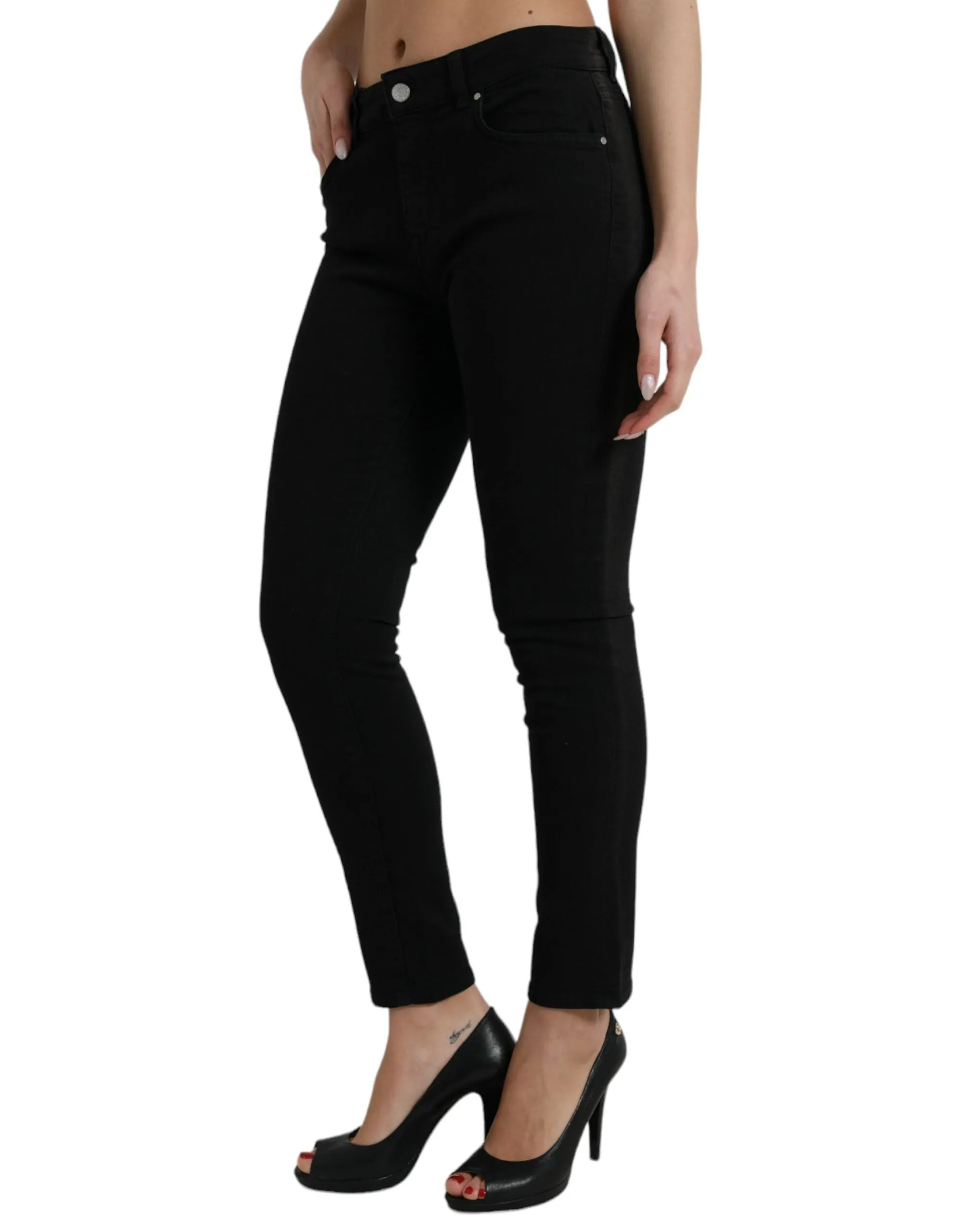 Chic Black Mid Waist Denim Jeans sold by Louxly product image thumbnail 2