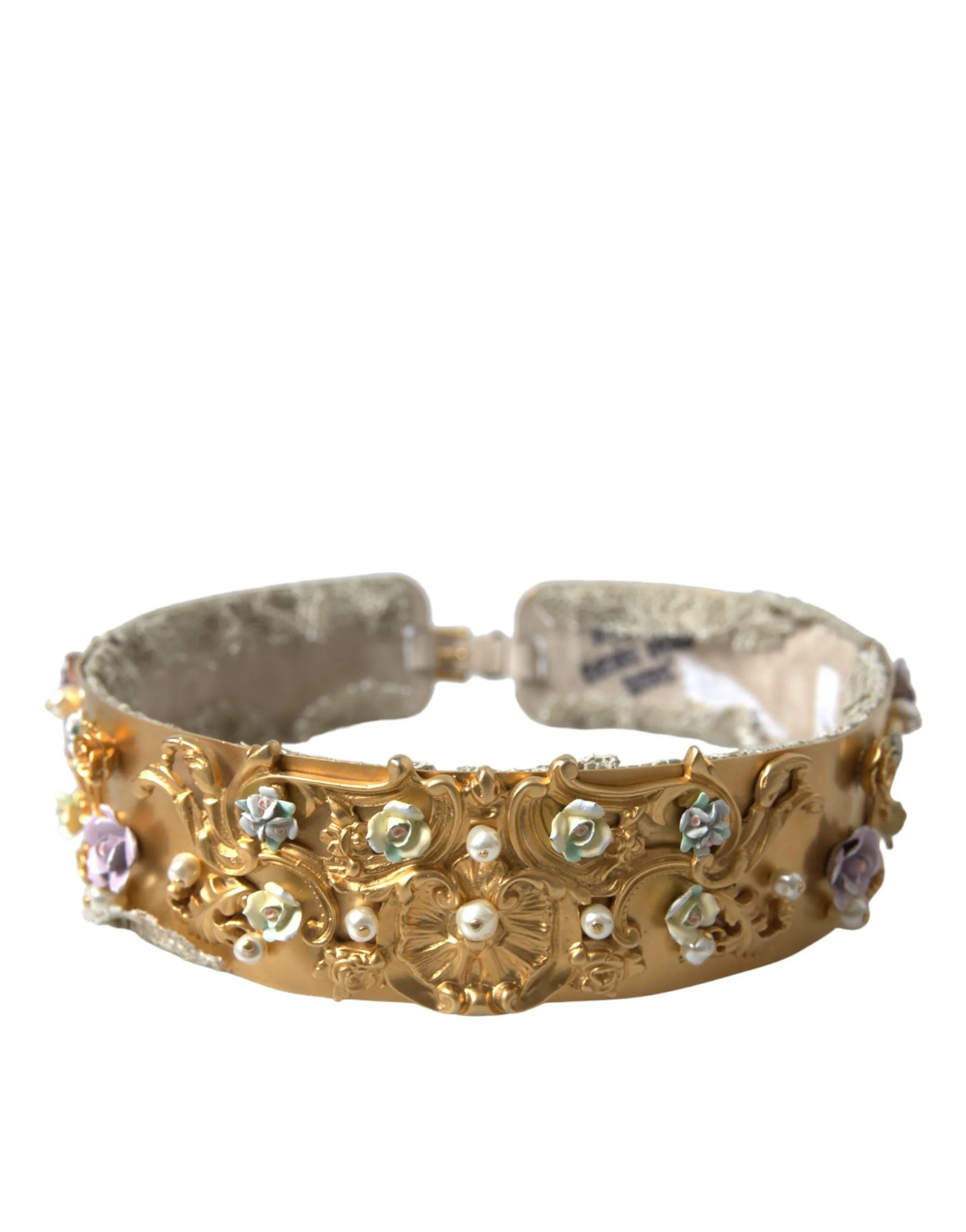 Elegant Gold-Tone Faux Pearl Floral Belt sold by Louxly