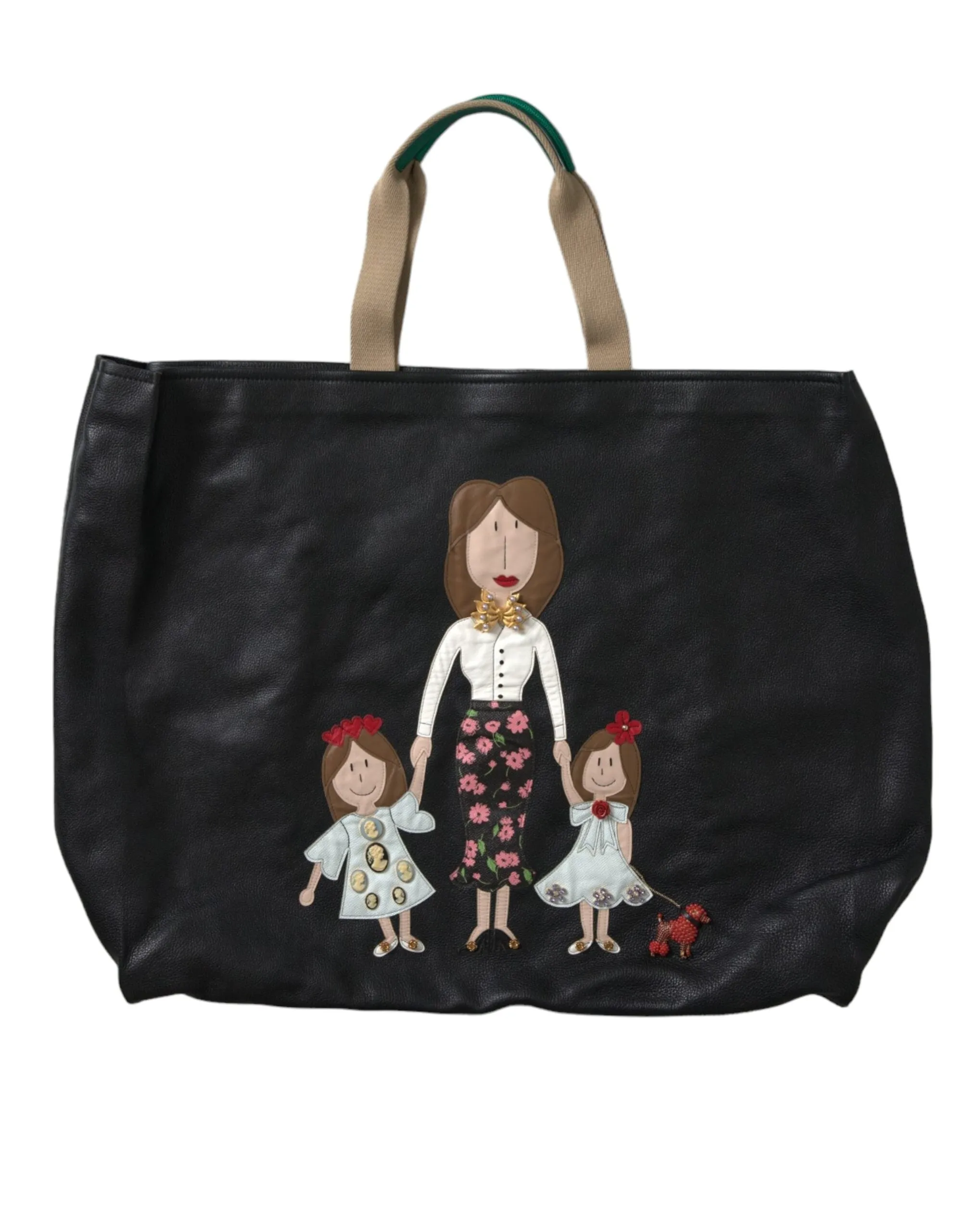 Black Leather #DGFamily Patch Shopping Tote Bag sold by Louxly product image thumbnail 5