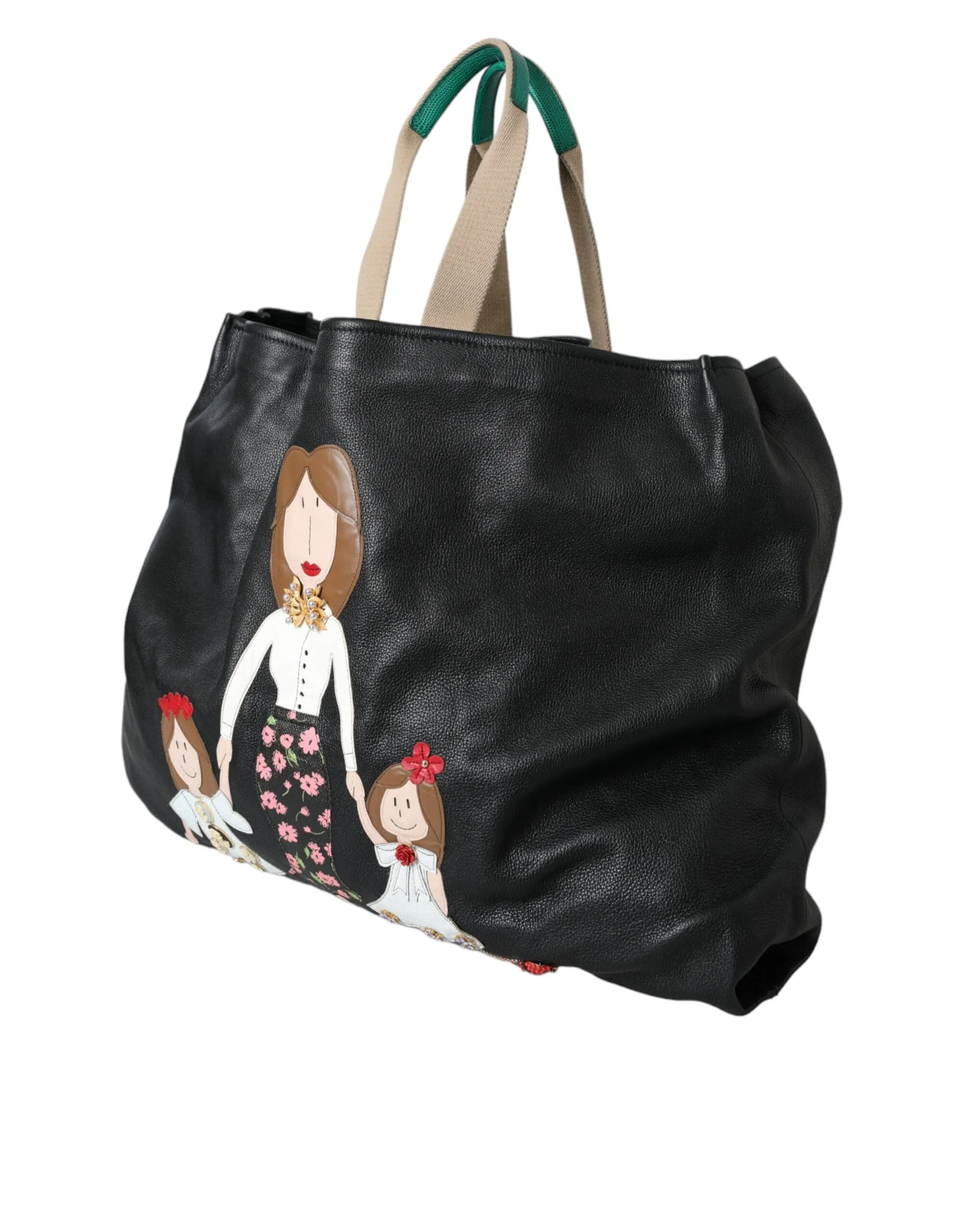 Black Leather #DGFamily Patch Shopping Tote Bag sold by Louxly product image thumbnail 2
