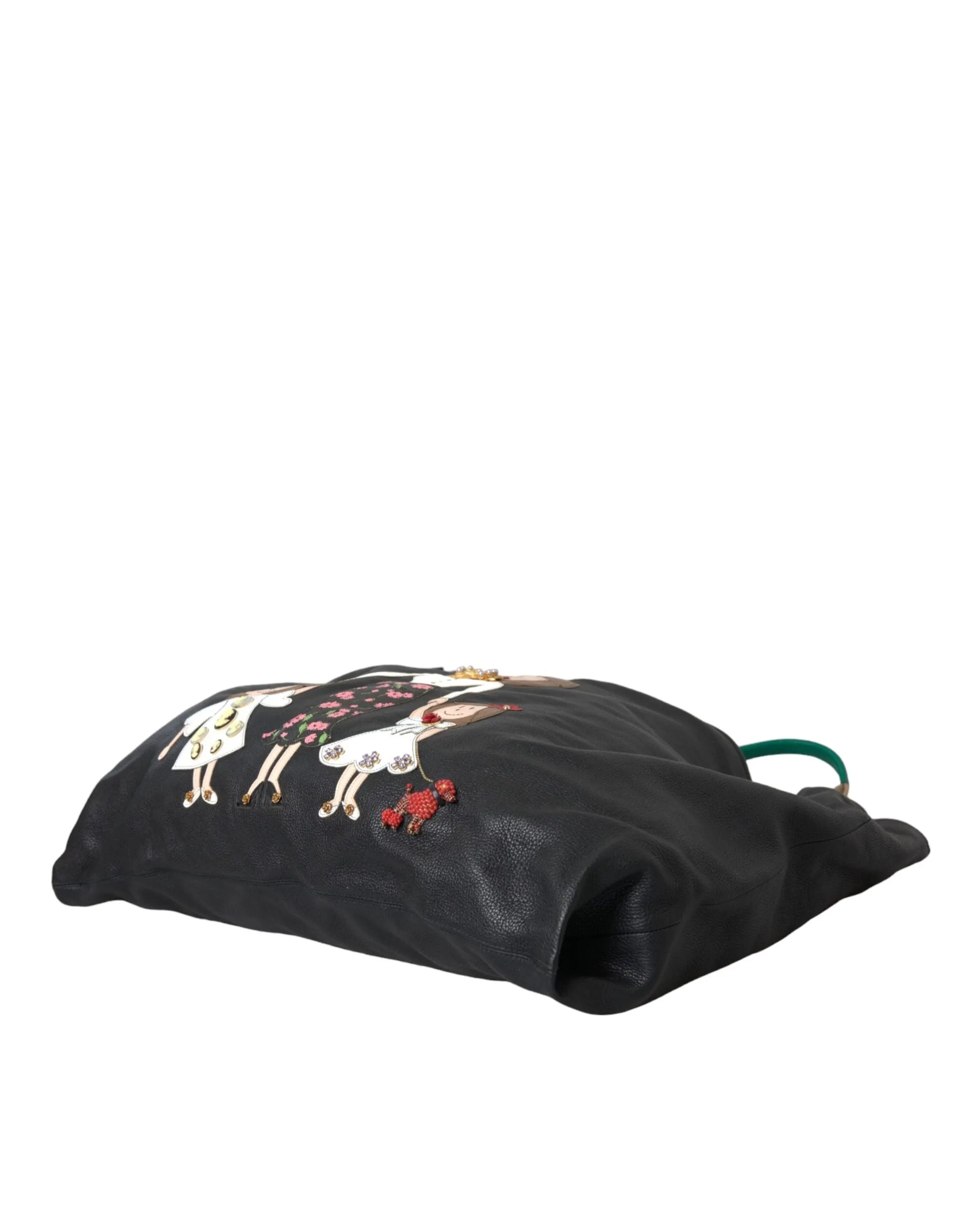 Black Leather #DGFamily Patch Shopping Tote Bag sold by Louxly product image thumbnail 4