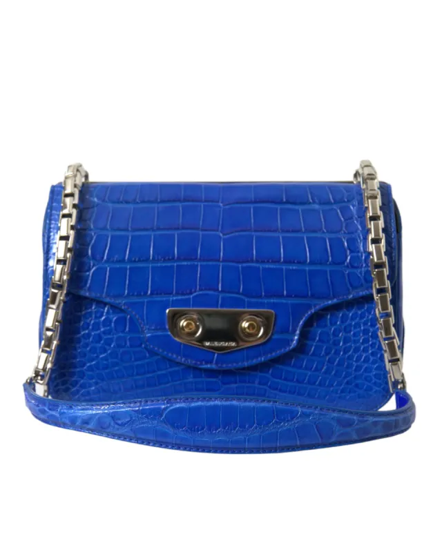 Alligator Skin Mini Shoulder Bag - Elegant Blue sold by Louxly