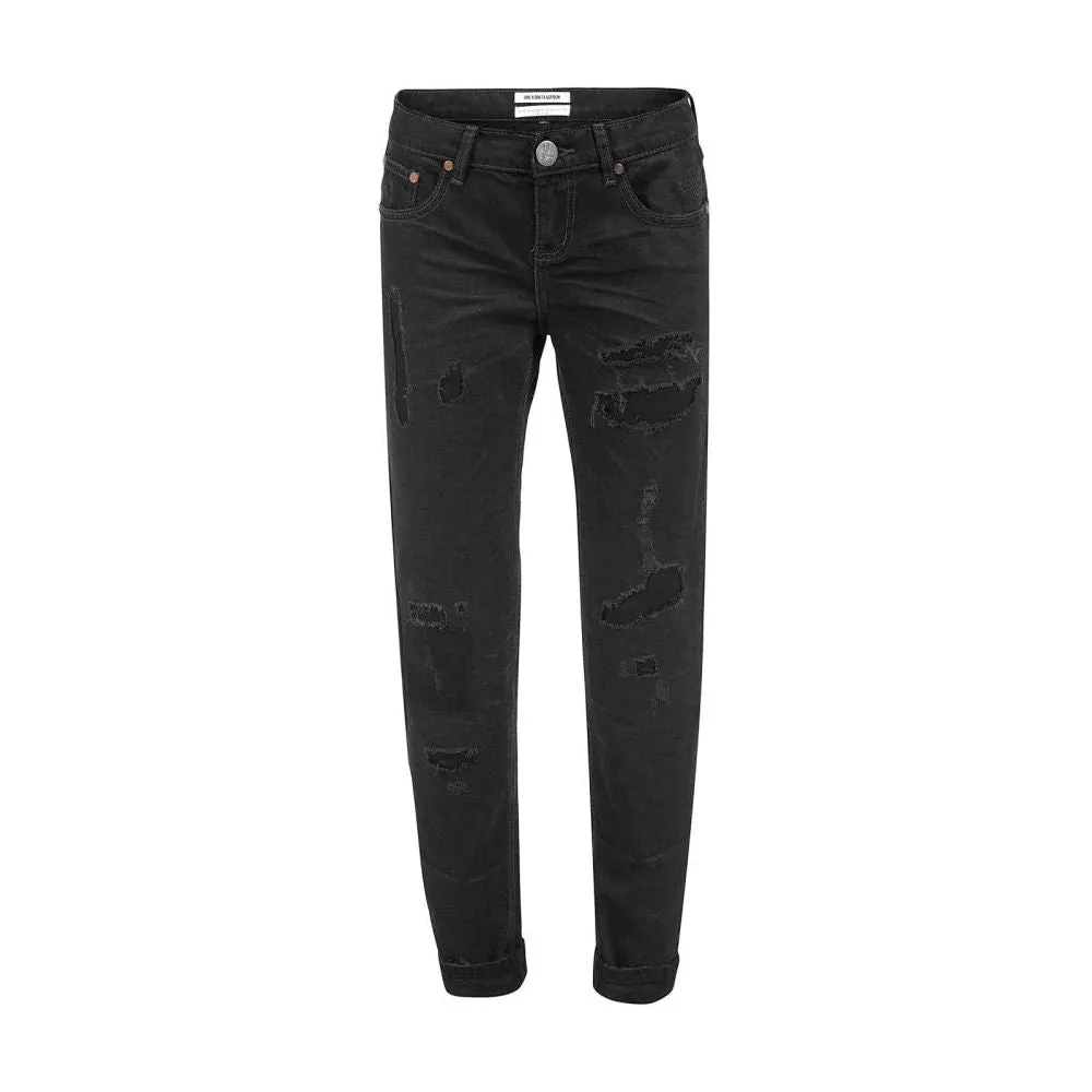Chic Black Distressed Patched Jeans sold by Louxly