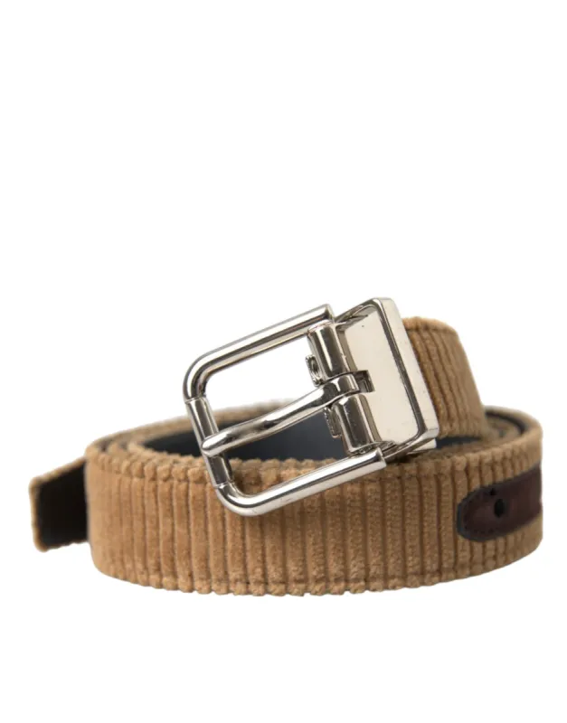 Brown Velvet Silver Metal Buckle Belt Men sold by Louxly