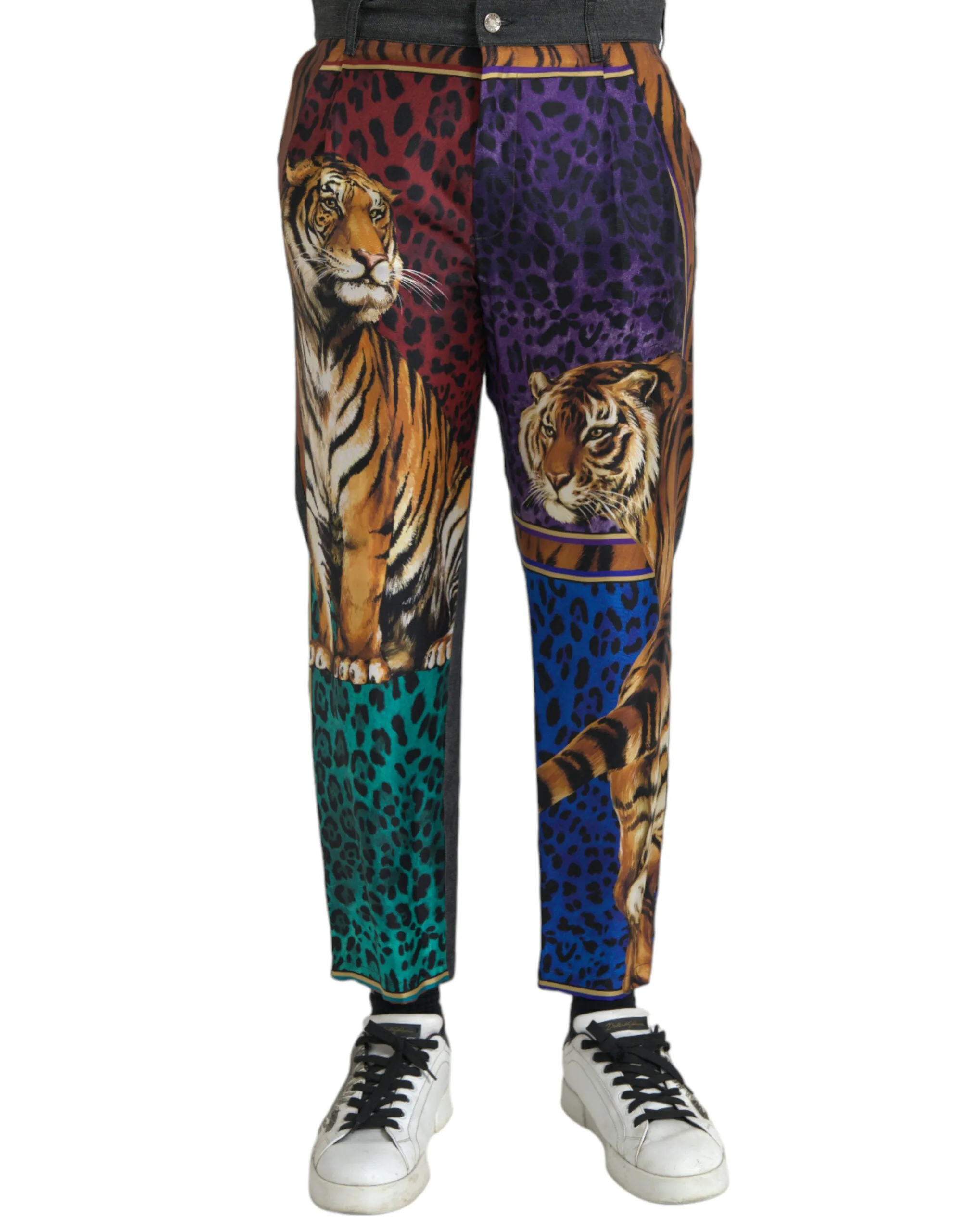 Multicolor Tiger Leopard Cotton Loose Tapered Pants sold by Louxly