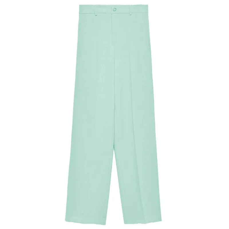 Chic Crepe Straight Trousers in Lush Green sold by Louxly