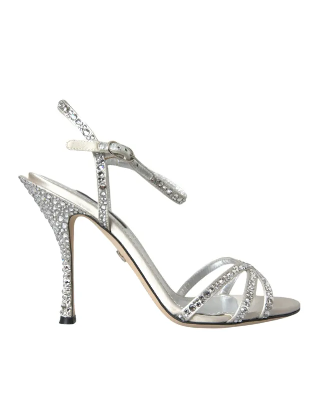 Silver Viscose Crystal Heels Sandals Shoes sold by Louxly