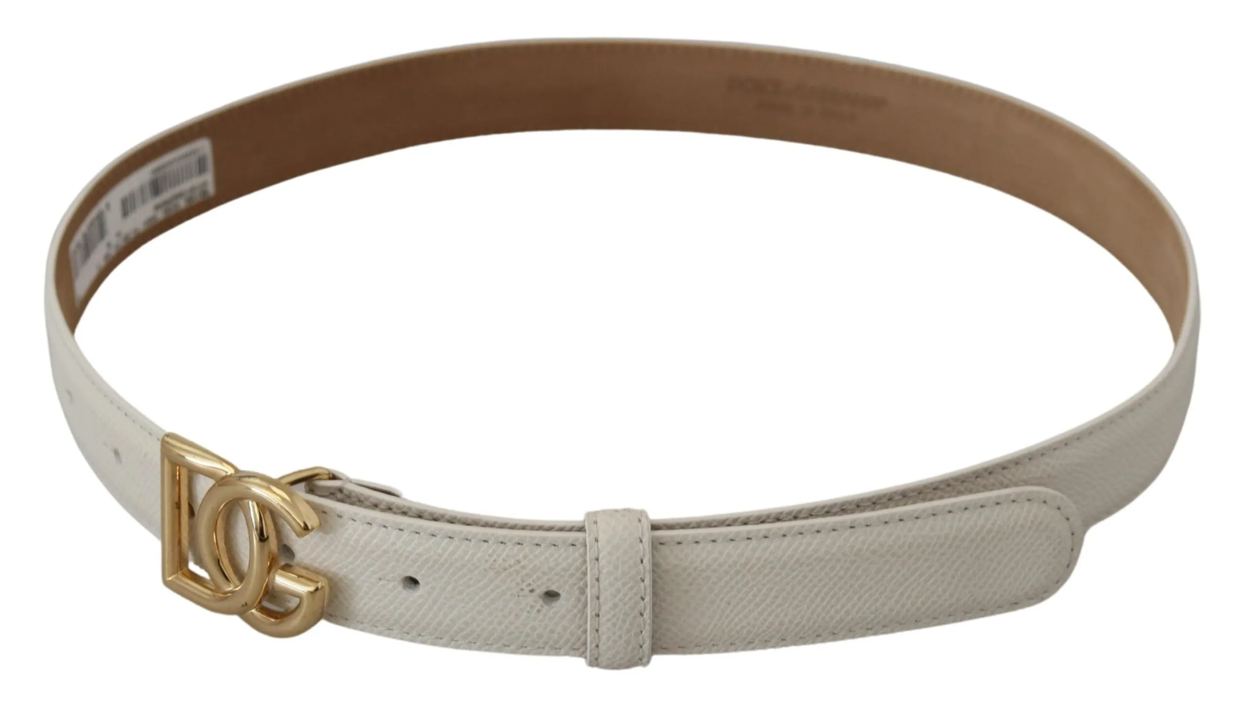 White Leather Gold DG Logo Buckle Belt Women sold by Louxly product image thumbnail 5