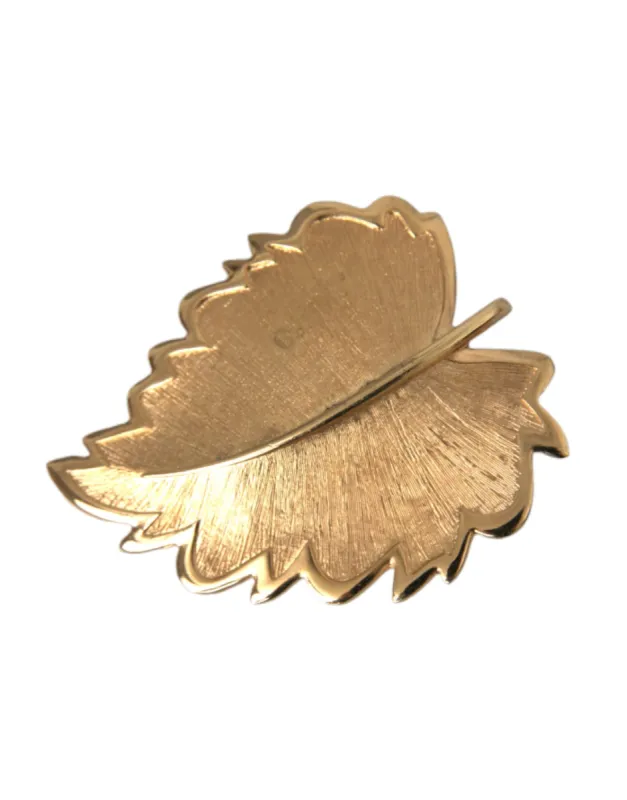 Gold Brass Leaf Embellished Jewelry Brooch Hair Pin sold by Louxly