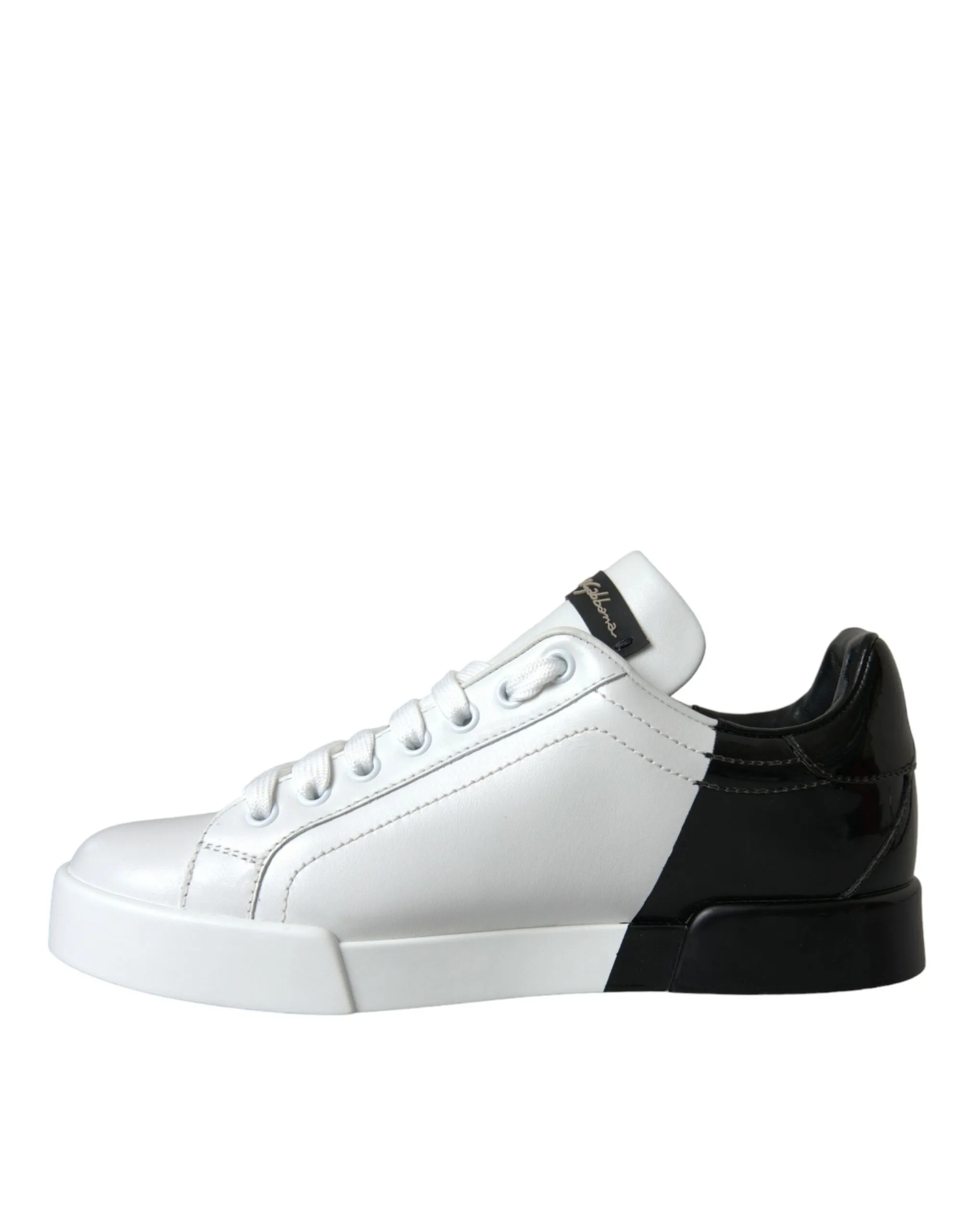 White Black Portofino Low Top Leather Sneakers Shoes sold by Louxly product image thumbnail 5
