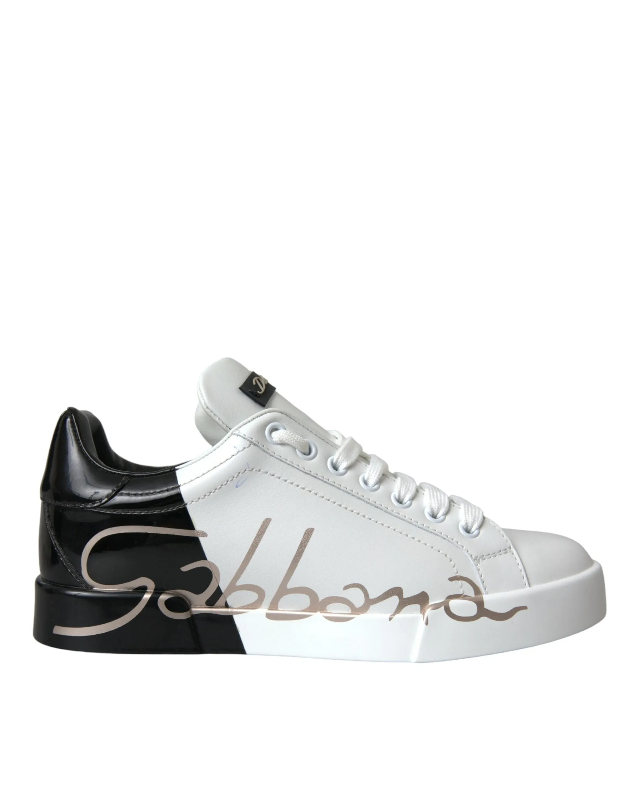 White Black Portofino Low Top Leather Sneakers Shoes sold by Louxly
