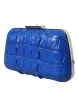Electric Blue Crocodile Skin Clutch sold by Louxly