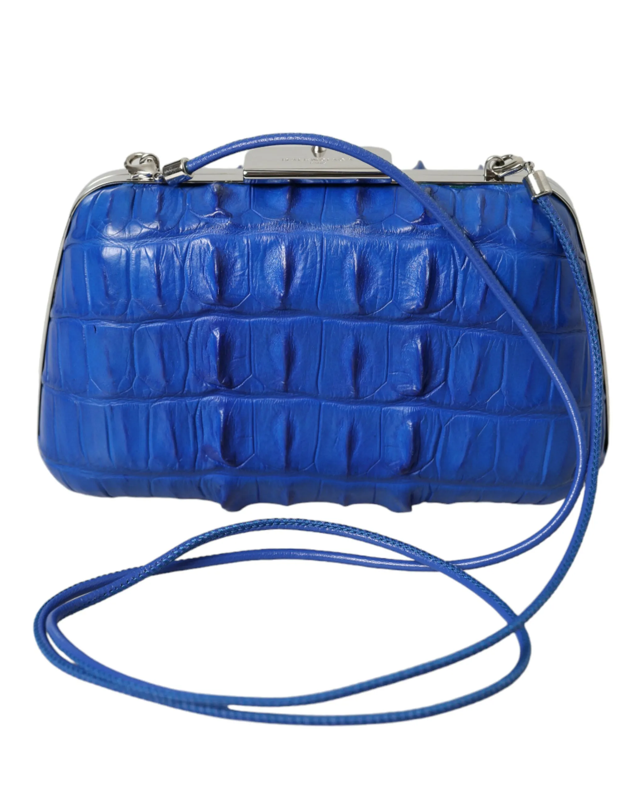 Electric Blue Crocodile Skin Clutch sold by Louxly