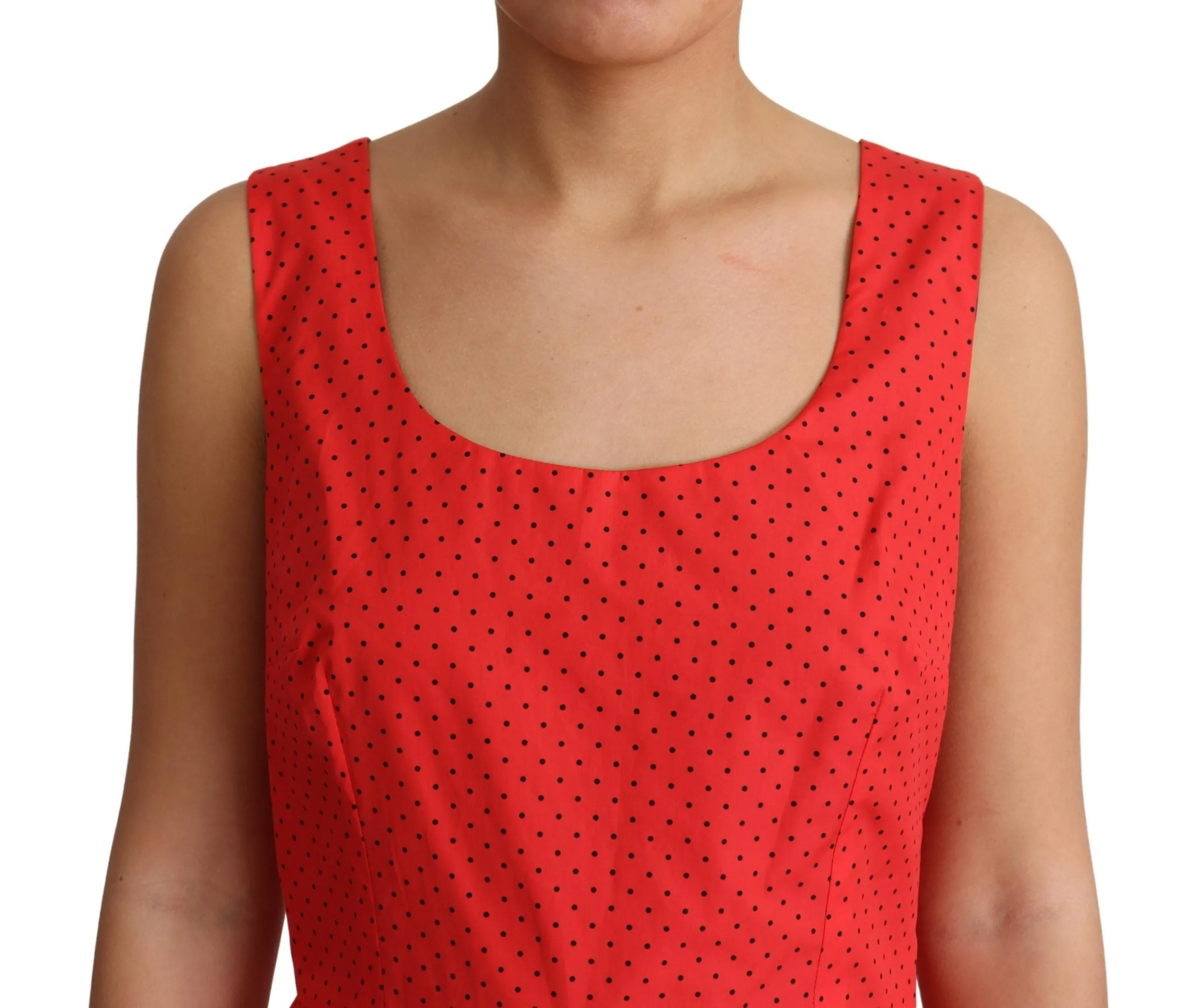 Elegant Polka Dotted A-Line Sleeveless Dress sold by Louxly product image thumbnail 5