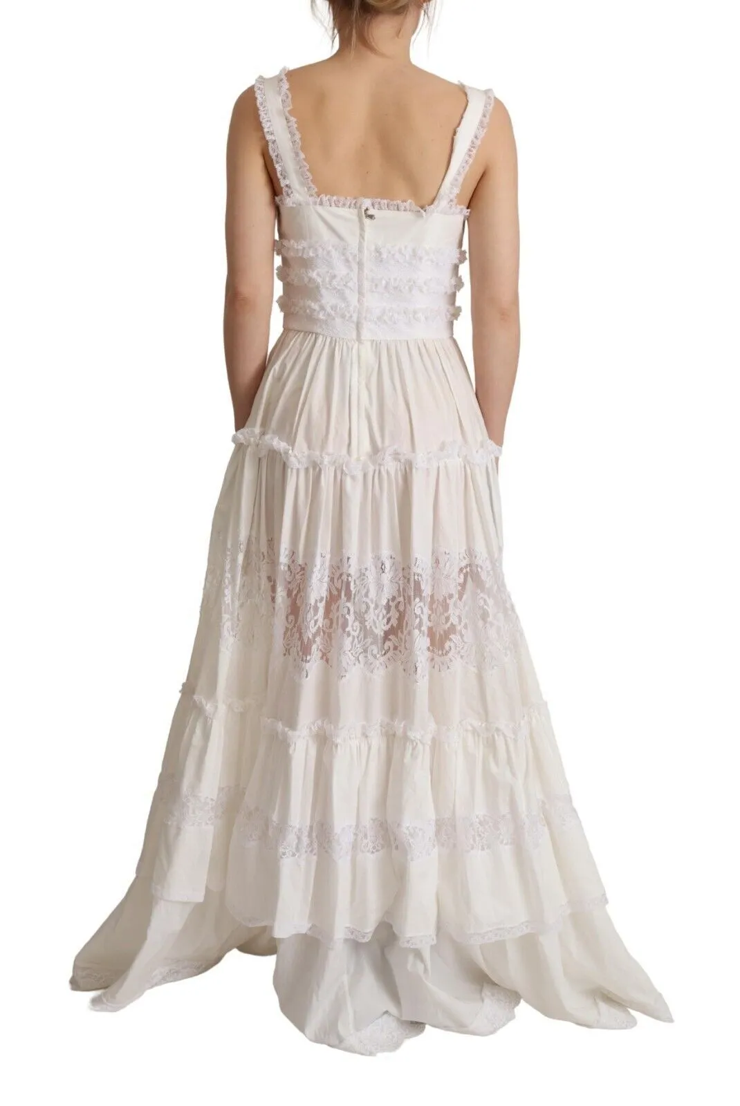 Elegant White A-Line Tiered Maxi Dress sold by Louxly product image thumbnail 3