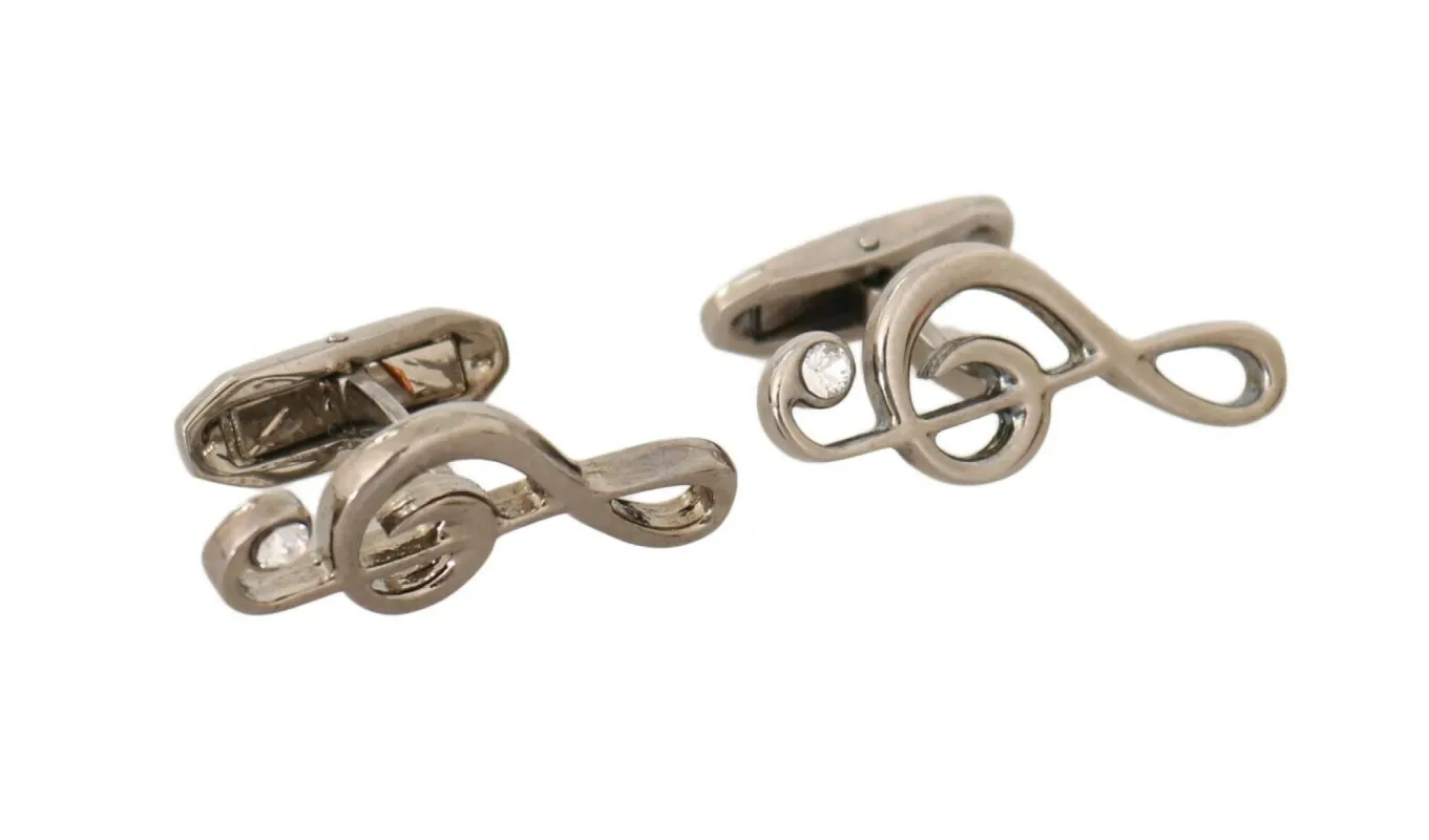 Elegant Silver Tremble Clef Cufflinks made by Louxly