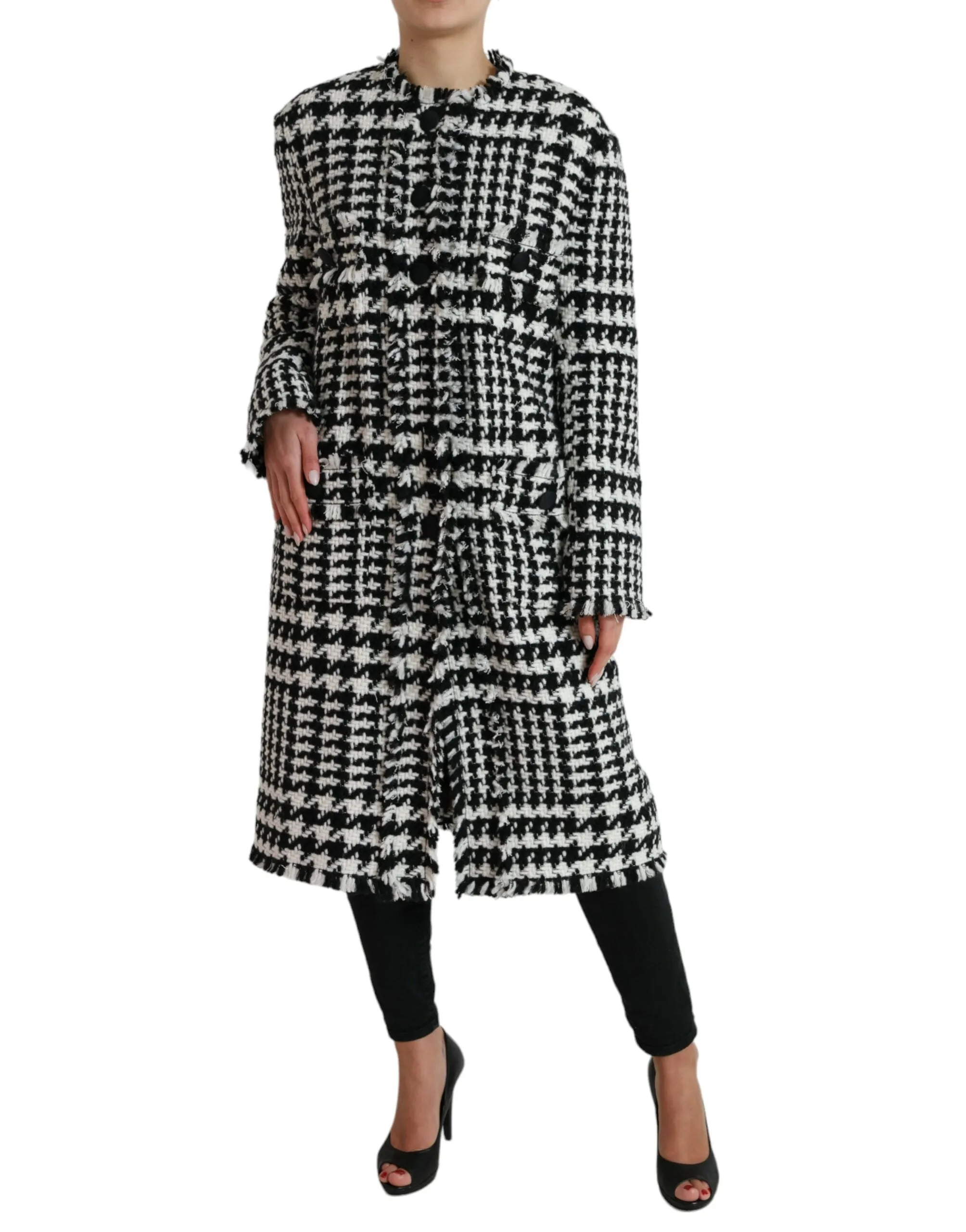 Elegant Houndstooth Long Trench Coat sold by Louxly product image thumbnail 2