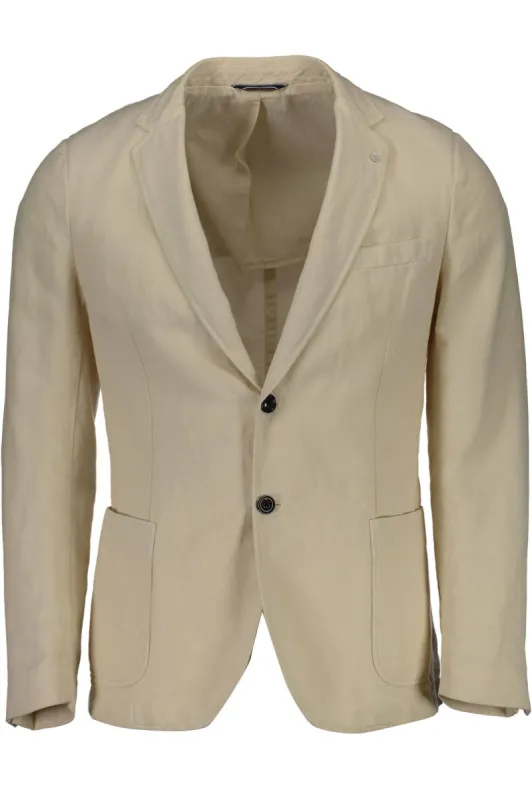 Elegant Beige Long Sleeve Classic Jacket sold by Louxly