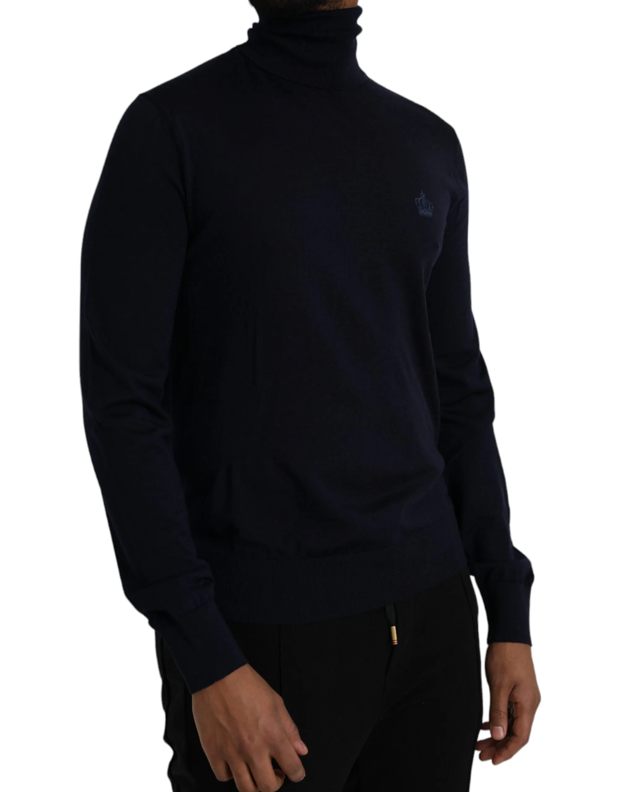 Blue Wool Crown Turtleneck Pullover Sweater sold by Louxly product image thumbnail 2