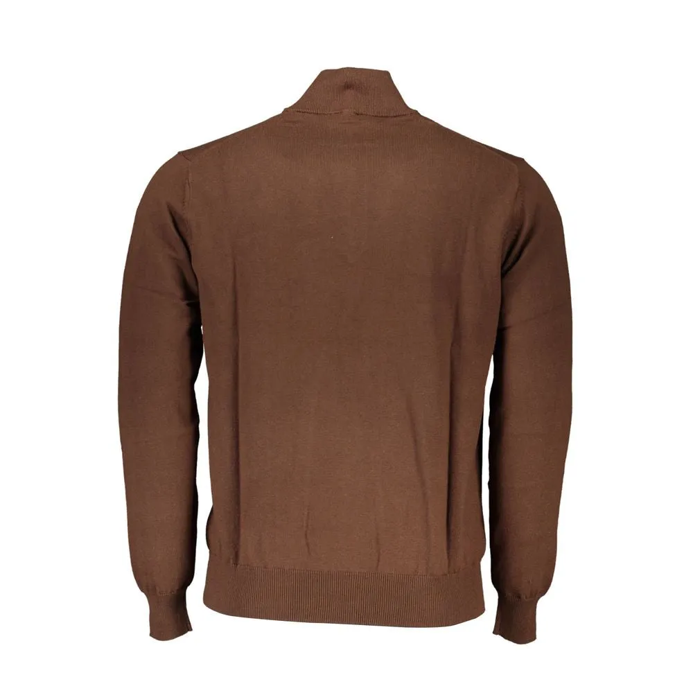 Chic Brown Half-Zip Cotton Sweater sold by Louxly product image thumbnail 2