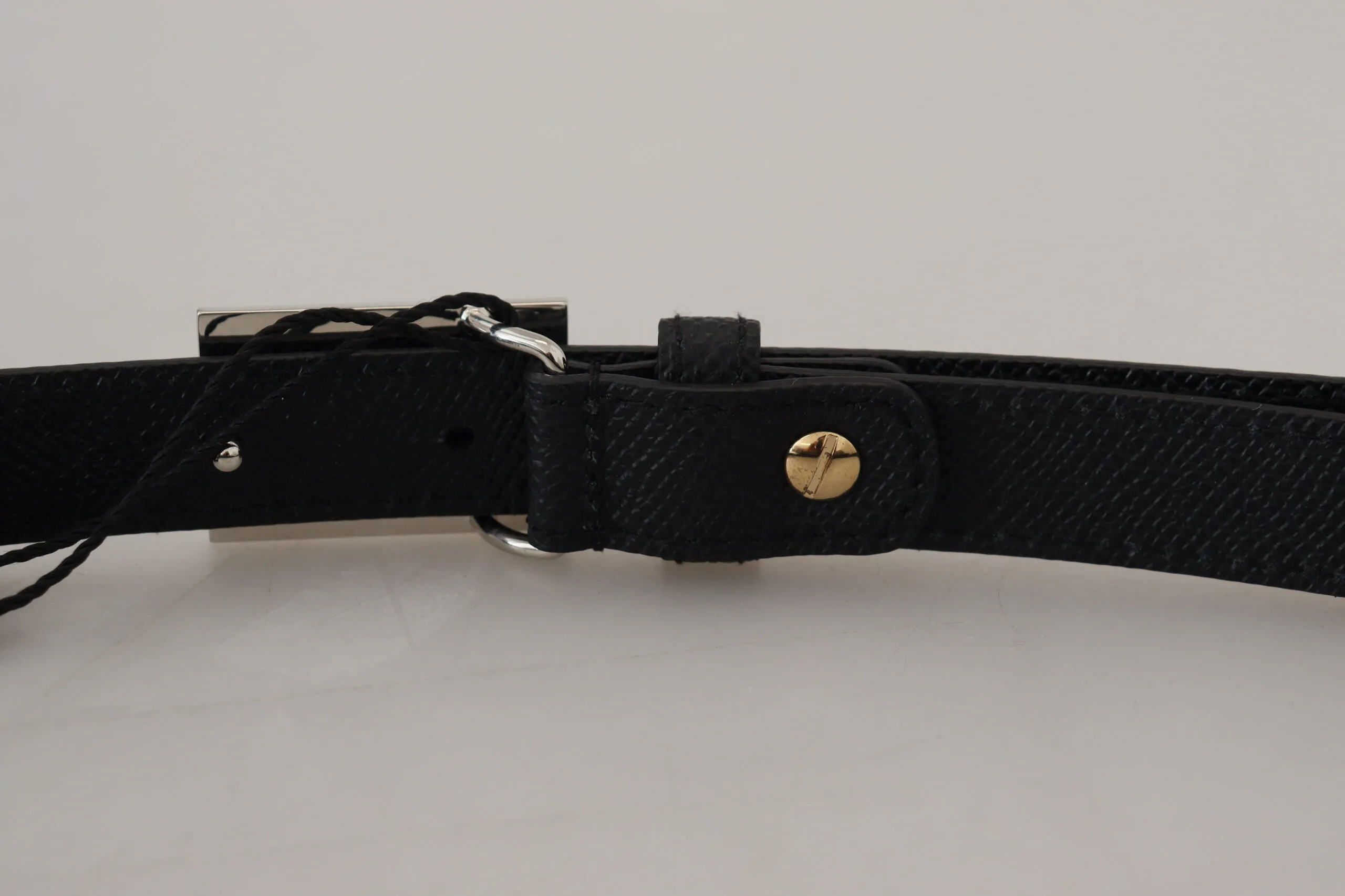 Black Calf Leather Metal Square Buckle Belt sold by Louxly product image thumbnail 5