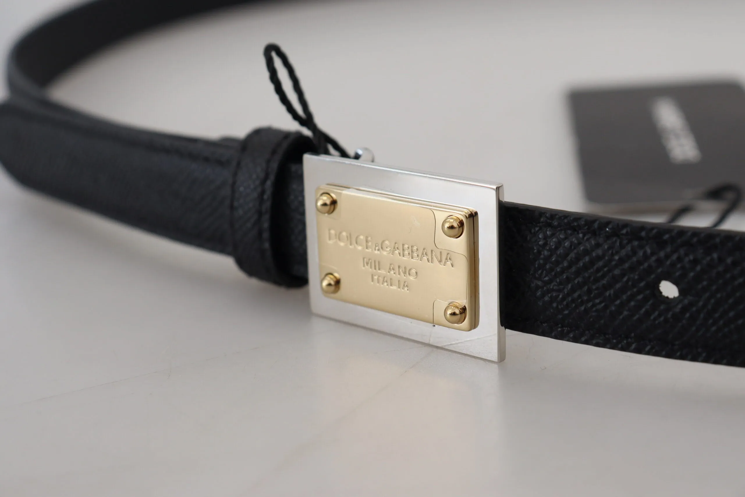 Black Calf Leather Metal Square Buckle Belt sold by Louxly product image thumbnail 4
