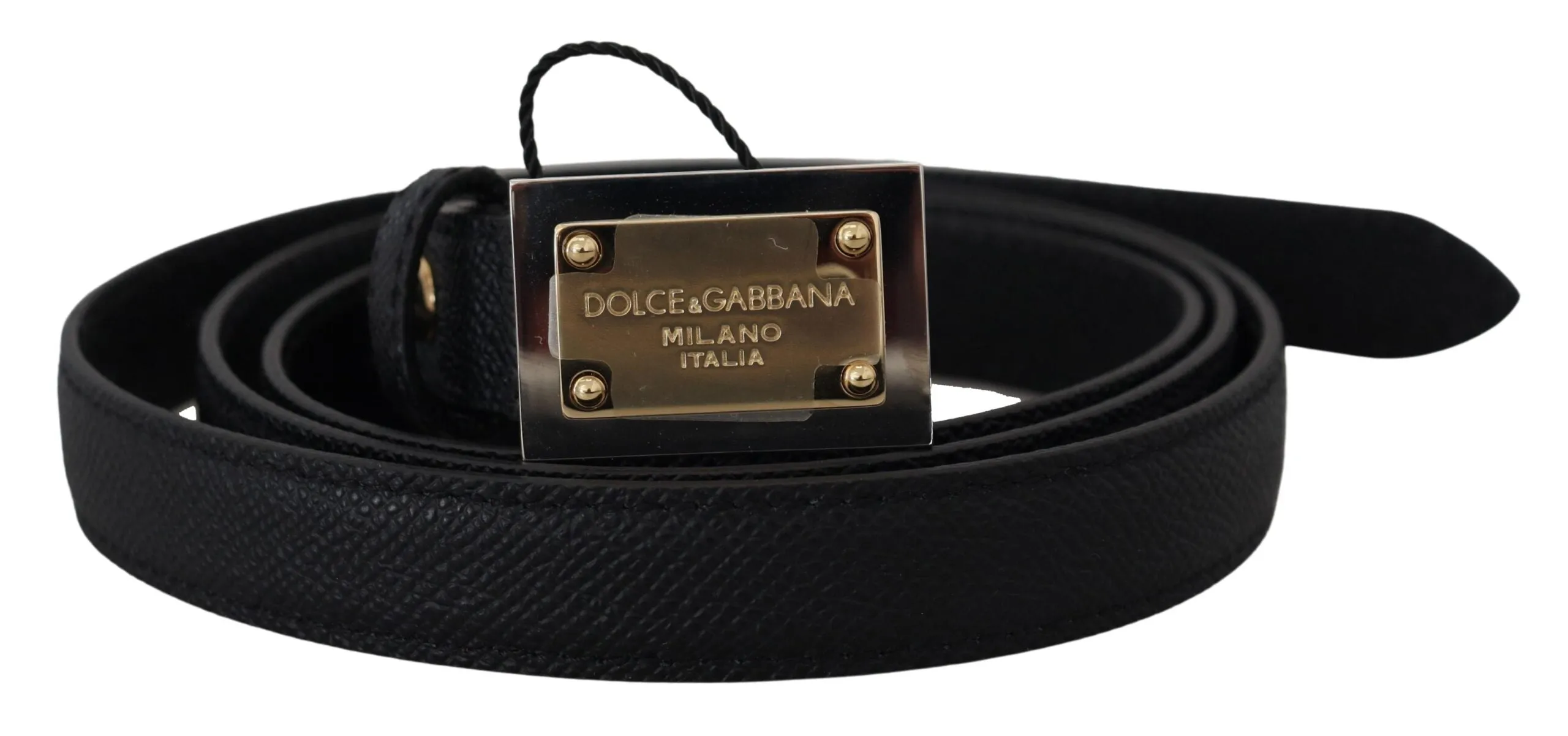 Black Calf Leather Metal Square Buckle Belt sold by Louxly