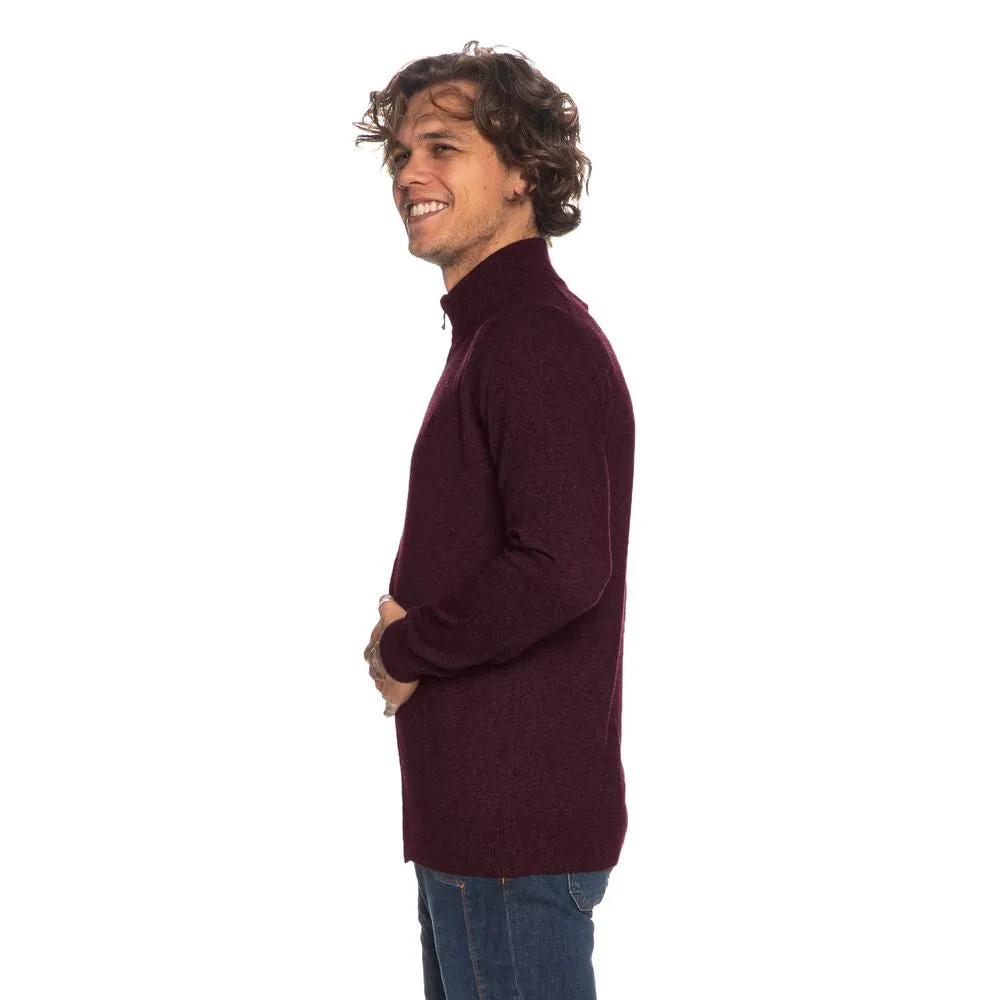 Burgundy Wool-Cashmere Blend High-Collar Cardigan sold by Louxly product image thumbnail 3