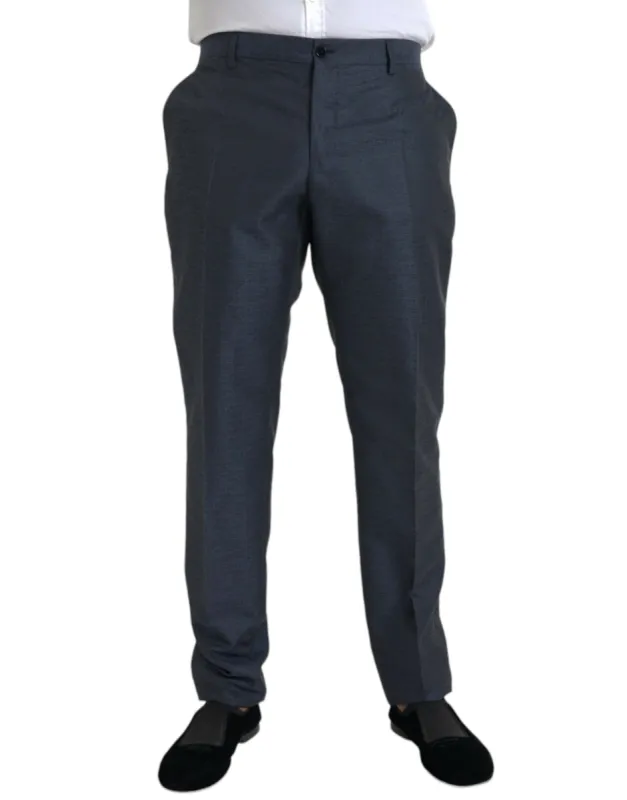 Blue Wool Men Skinny Dress Pants sold by Louxly