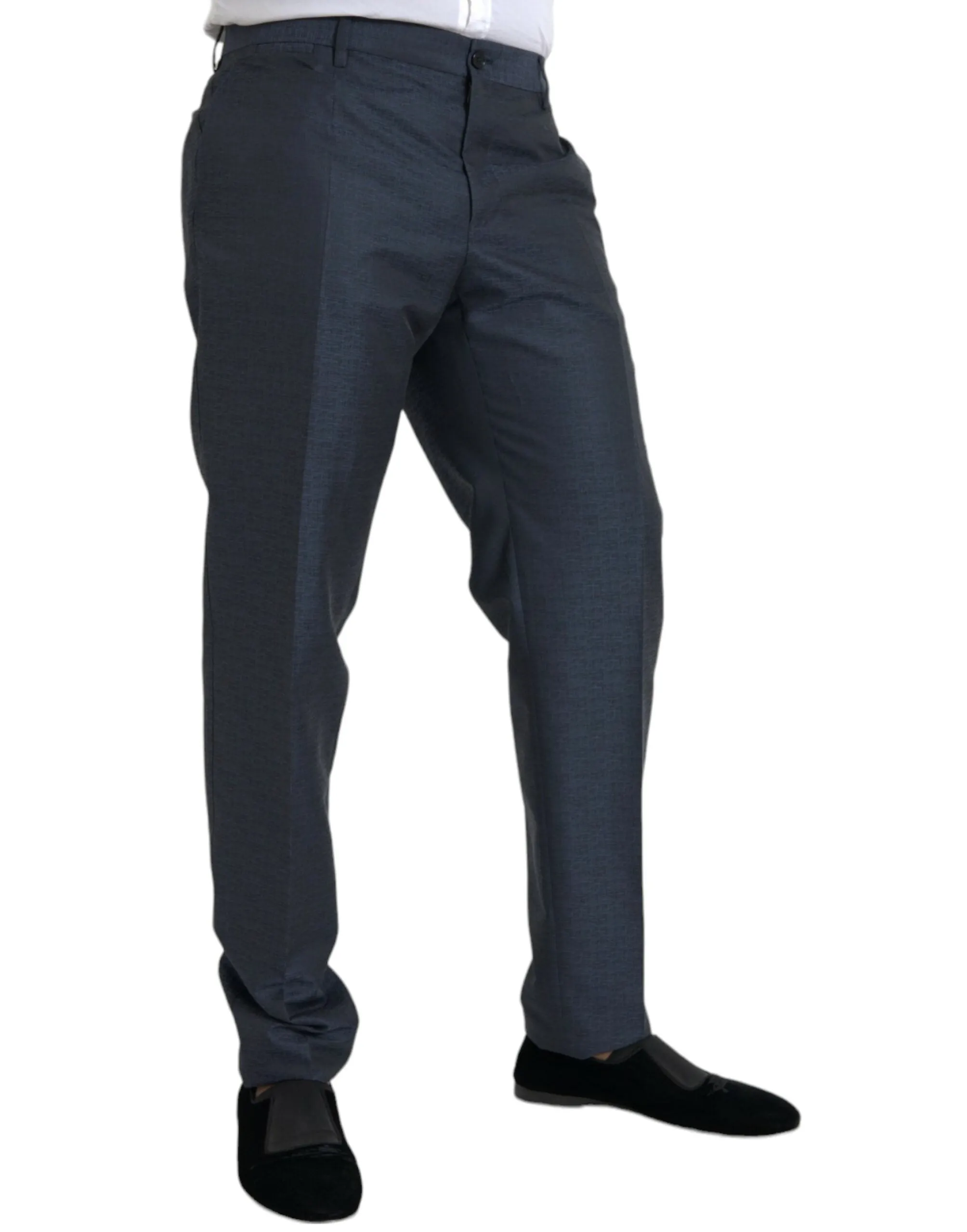 Blue Wool Men Skinny Dress Pants sold by Louxly product image thumbnail 2