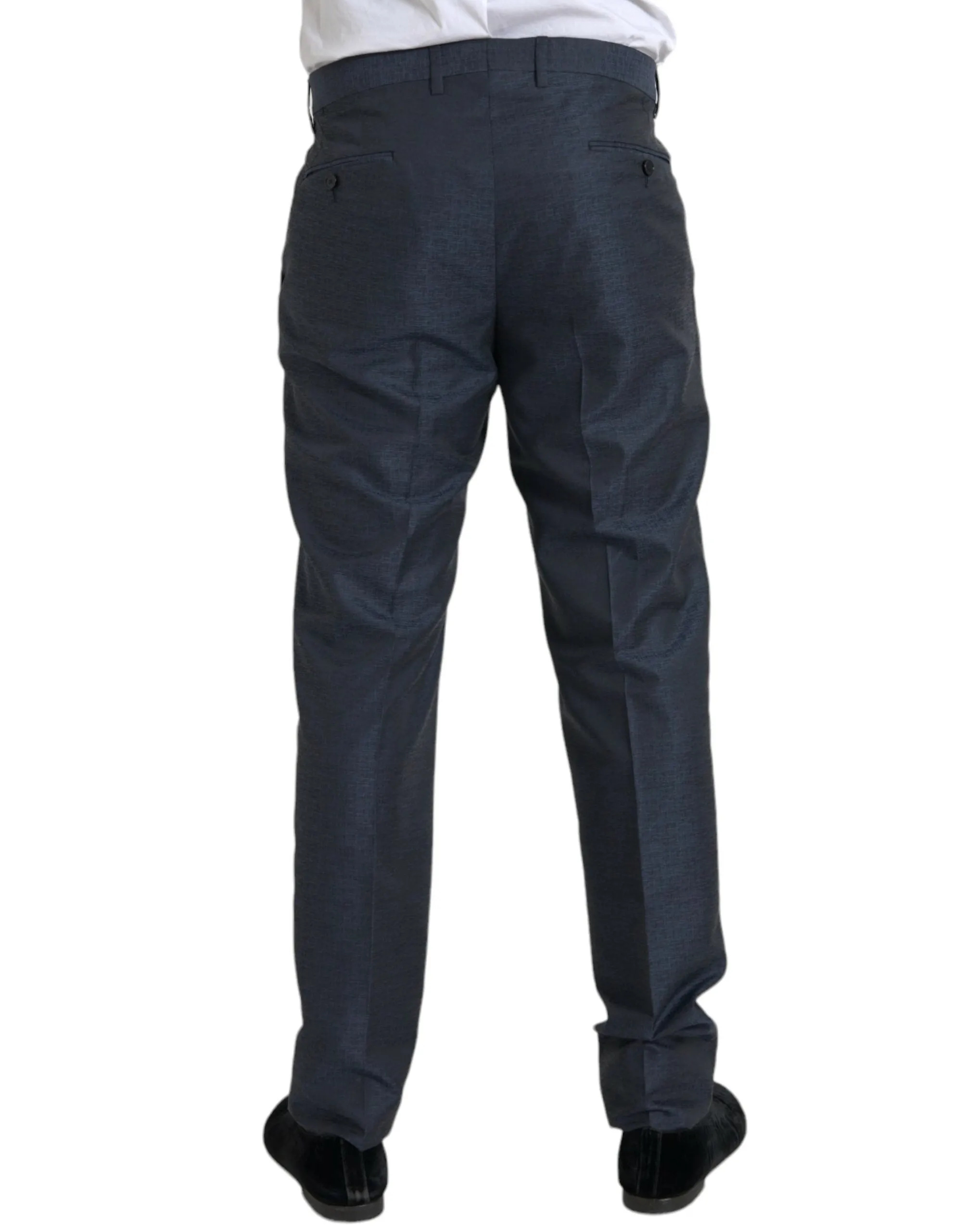 Blue Wool Men Skinny Dress Pants sold by Louxly product image thumbnail 3