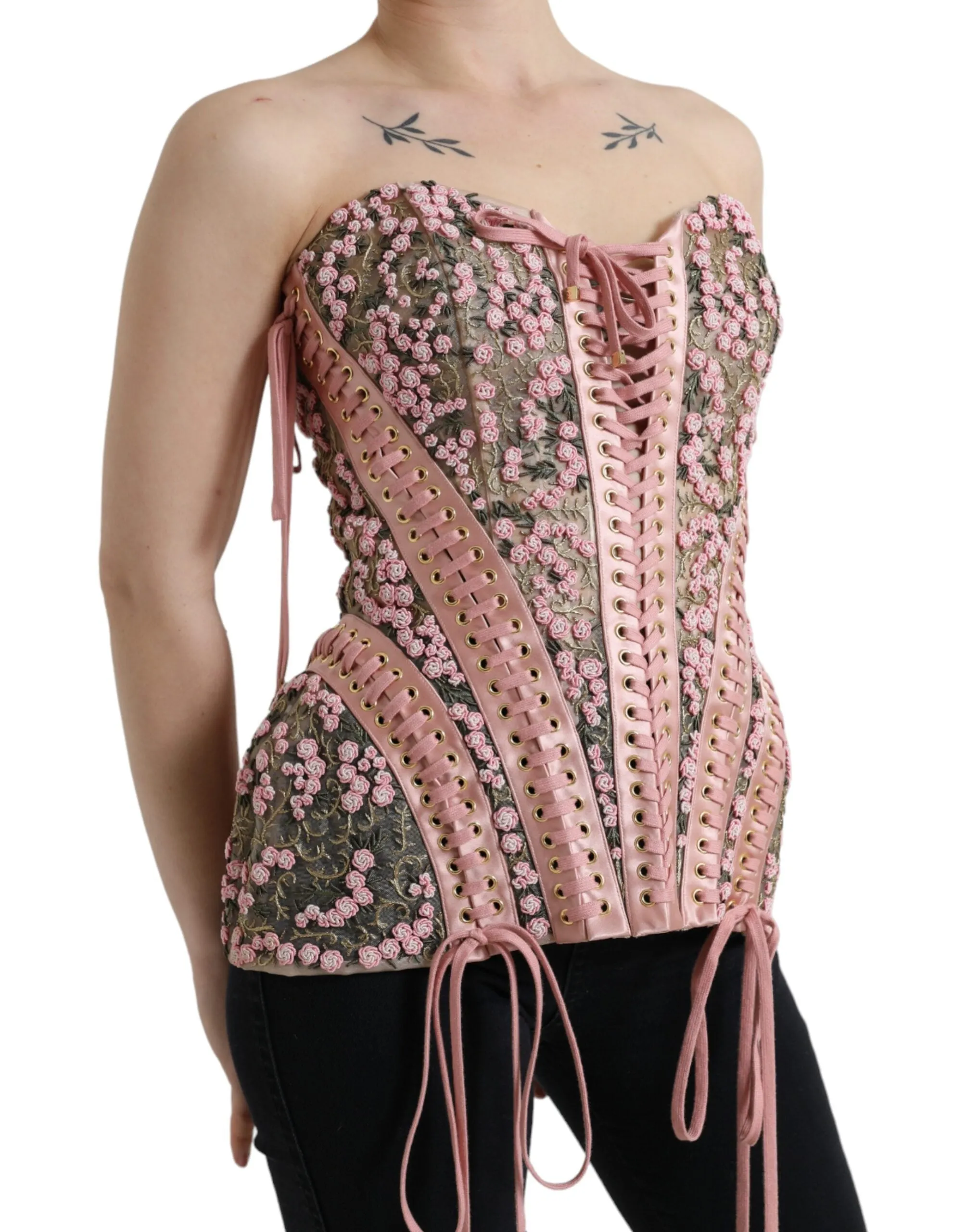 Silken Nylon Bustier Corset Top in Pink sold by Louxly product image thumbnail 2