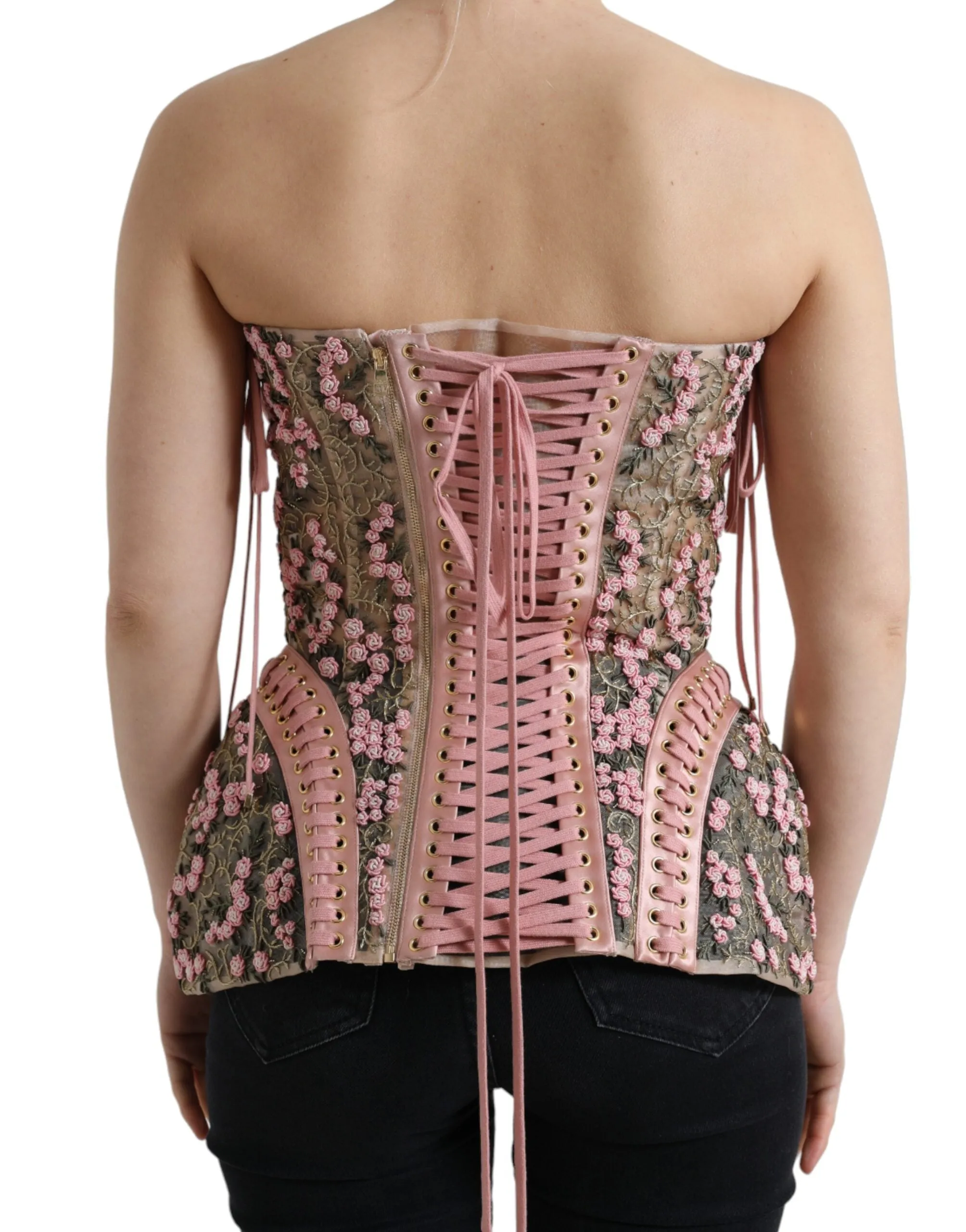 Silken Nylon Bustier Corset Top in Pink sold by Louxly product image thumbnail 3