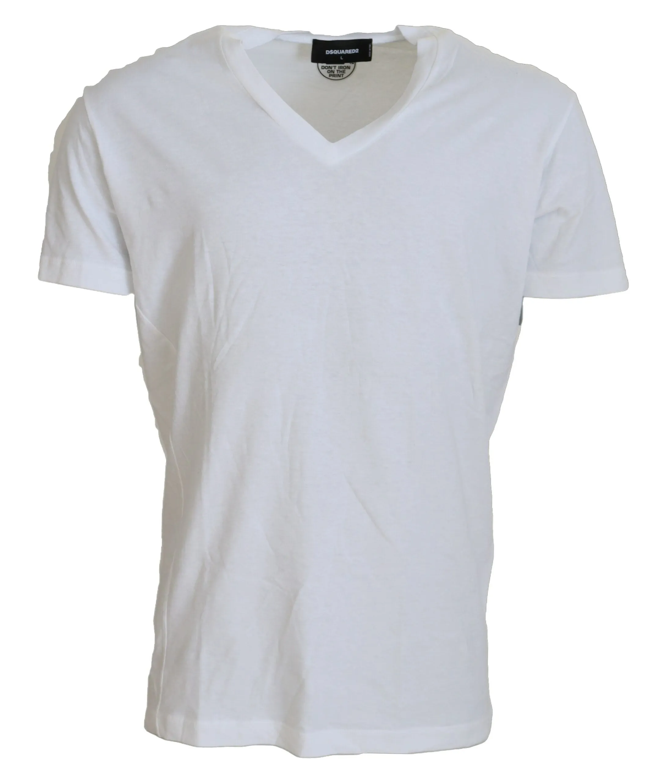 White Cotton Linen Short Sleeves V-neck T-shirt sold by Louxly