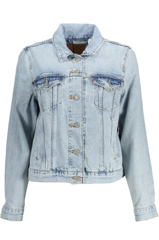 Light Blue Cotton Women Jacket sold by Louxly