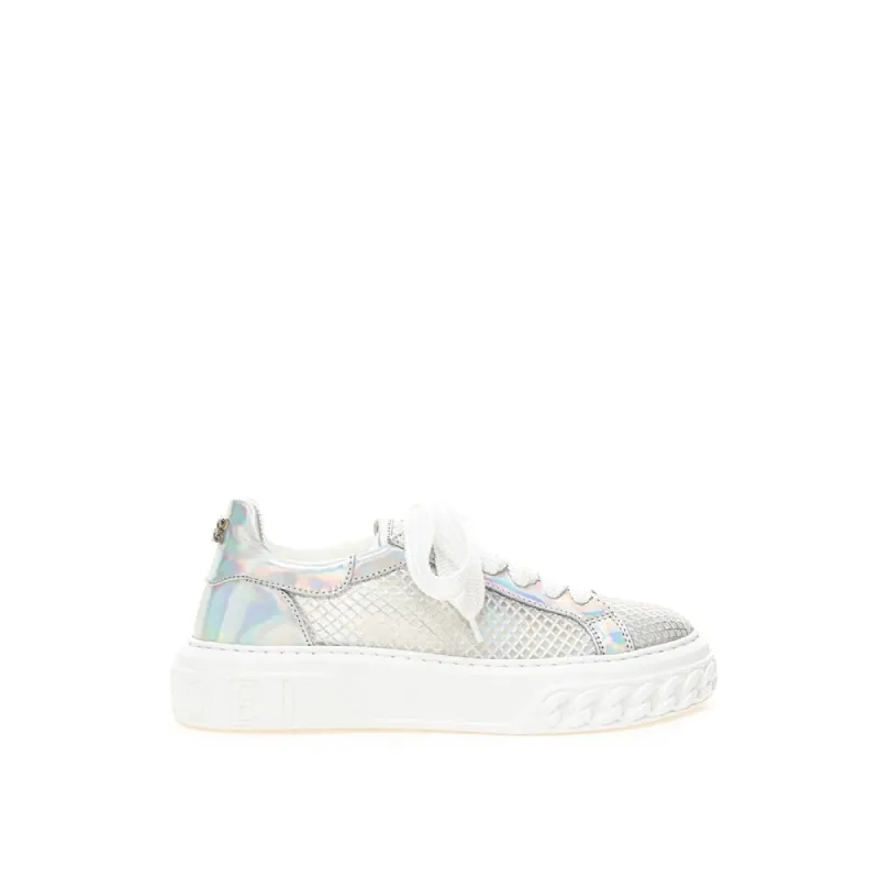 Silver Eco Leather Chic Sneakers sold by Louxly