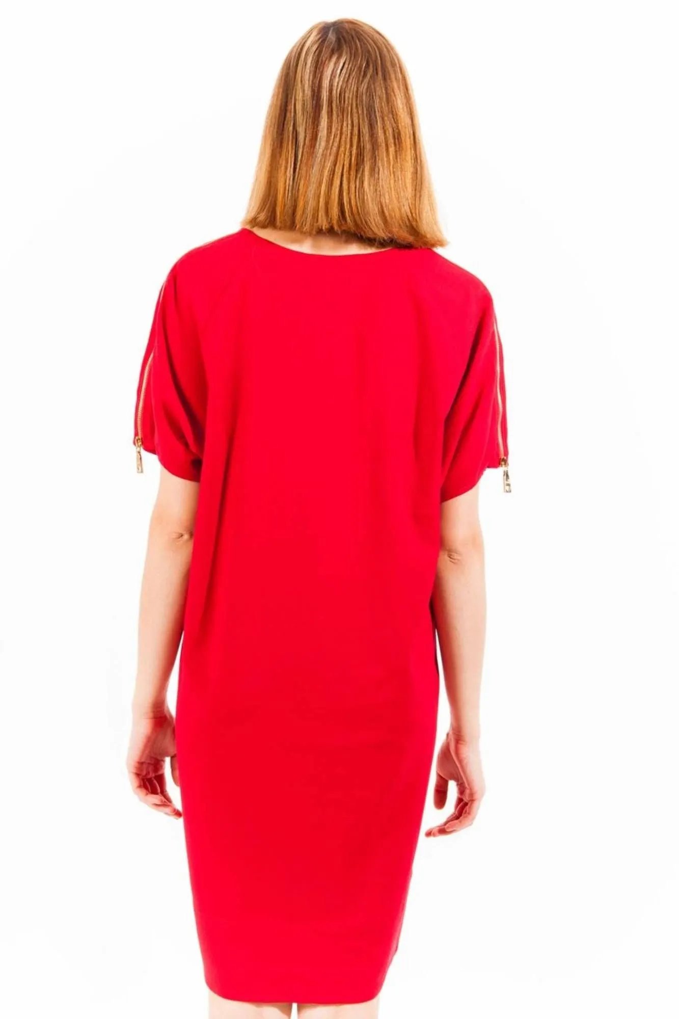 Elegant Red Wool Dress with Logo Detail sold by Louxly product image thumbnail 2