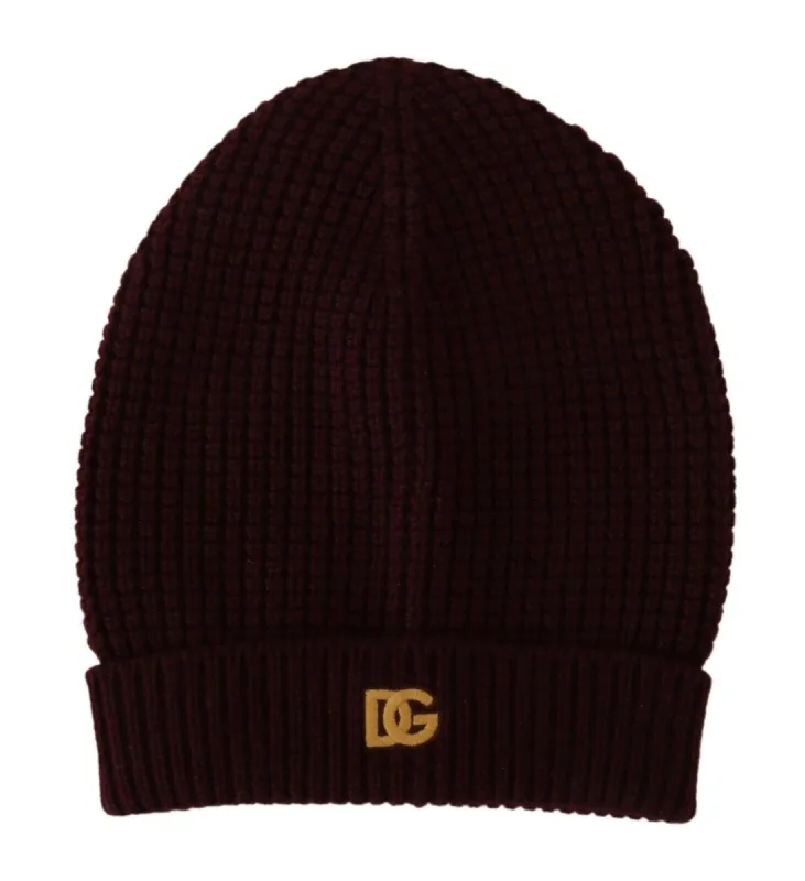 Elegant Cashmere Knit Beanie in Dark Red sold by Louxly