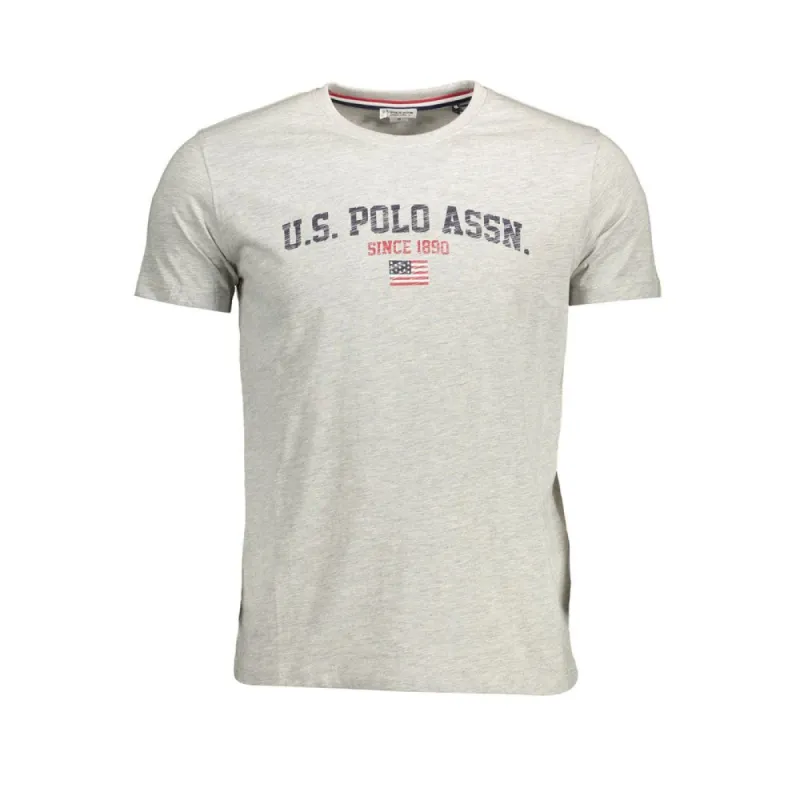 Elegant Gray Crew Neck Cotton Tee sold by Louxly