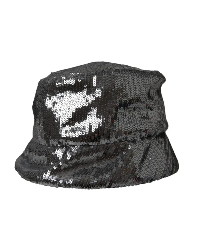 Silver Sequined Nylon Bucket Hat Men sold by Louxly