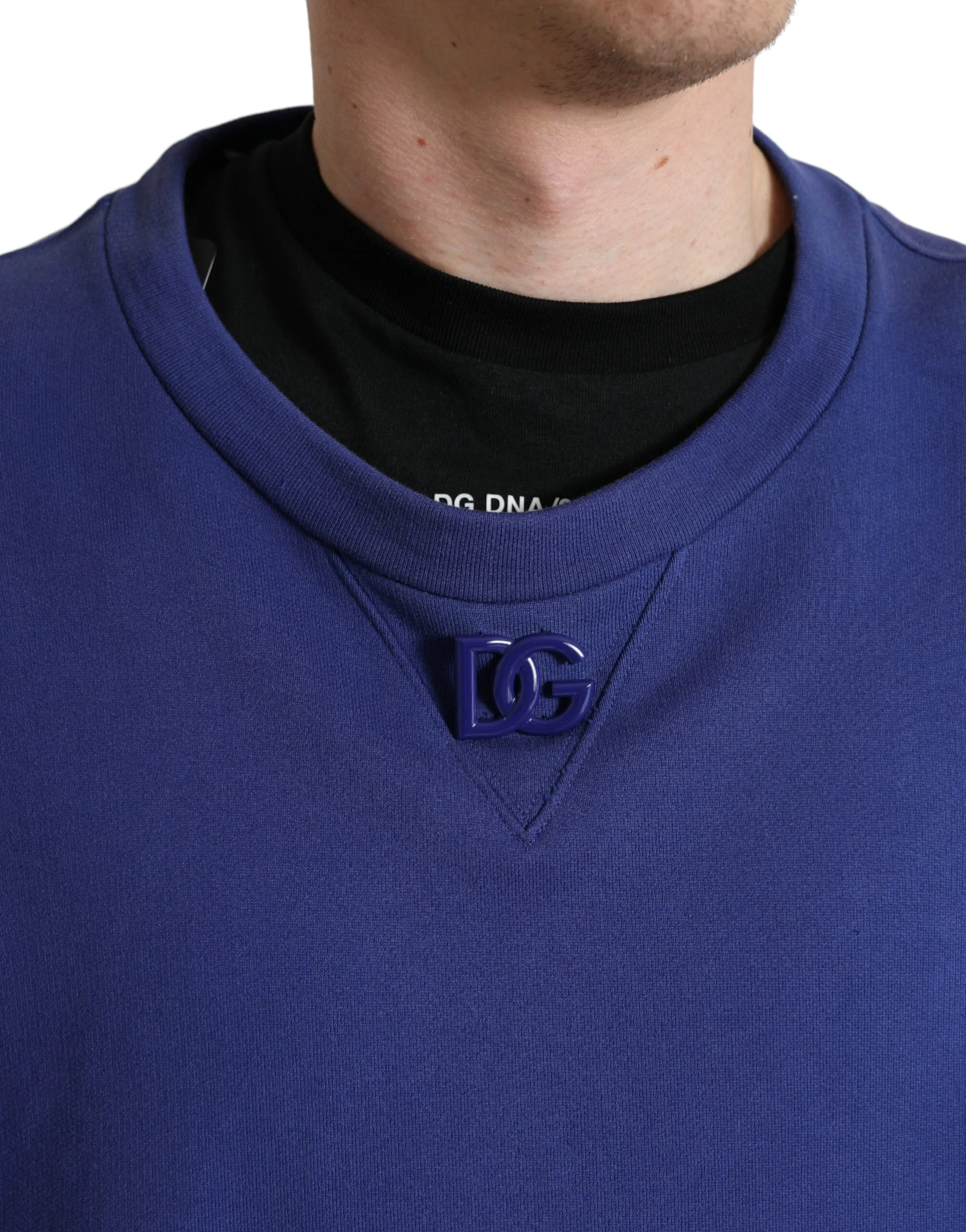 Royal Blue Cotton Crewneck Sweater sold by Louxly product image thumbnail 4