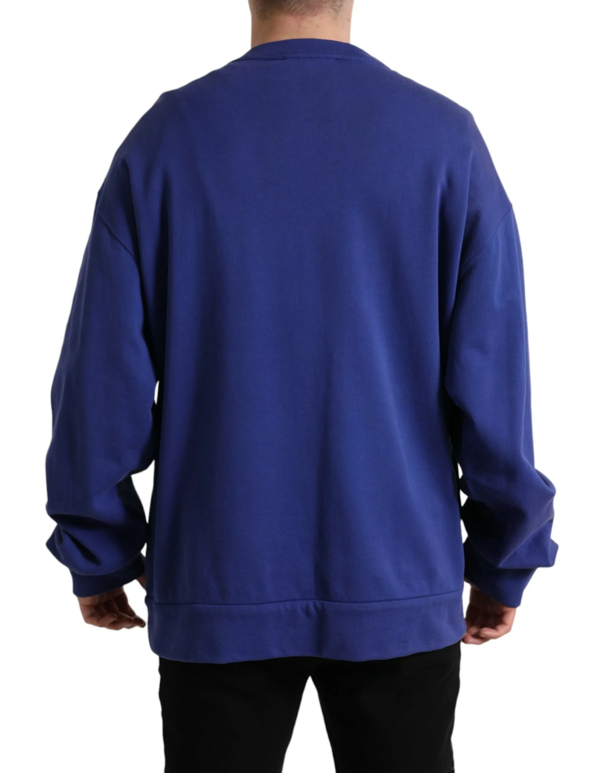Royal Blue Cotton Crewneck Sweater sold by Louxly product image thumbnail 3