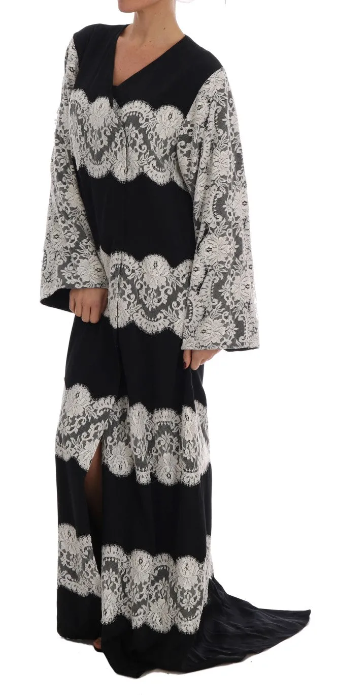 Elegant Silk Floral Lace Kaftan Maxi Dress sold by Louxly product image thumbnail 2